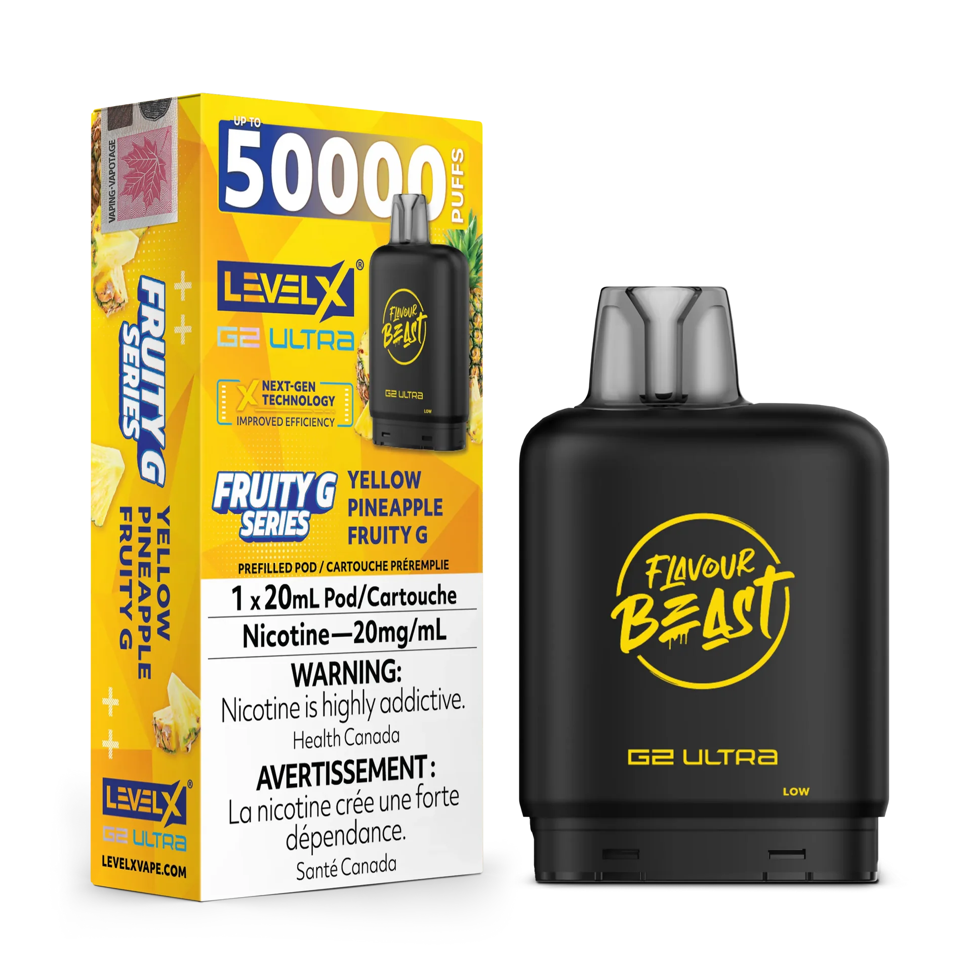 Yellow Pineapple Fruity G by Level X Flavour Beast G2 Ultra 50K