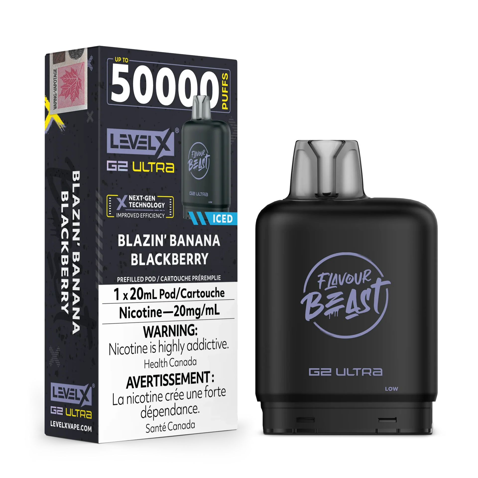 Blazin’ Banana Blackberry Iced by Level X Flavour Beast G2 Ultra 50K