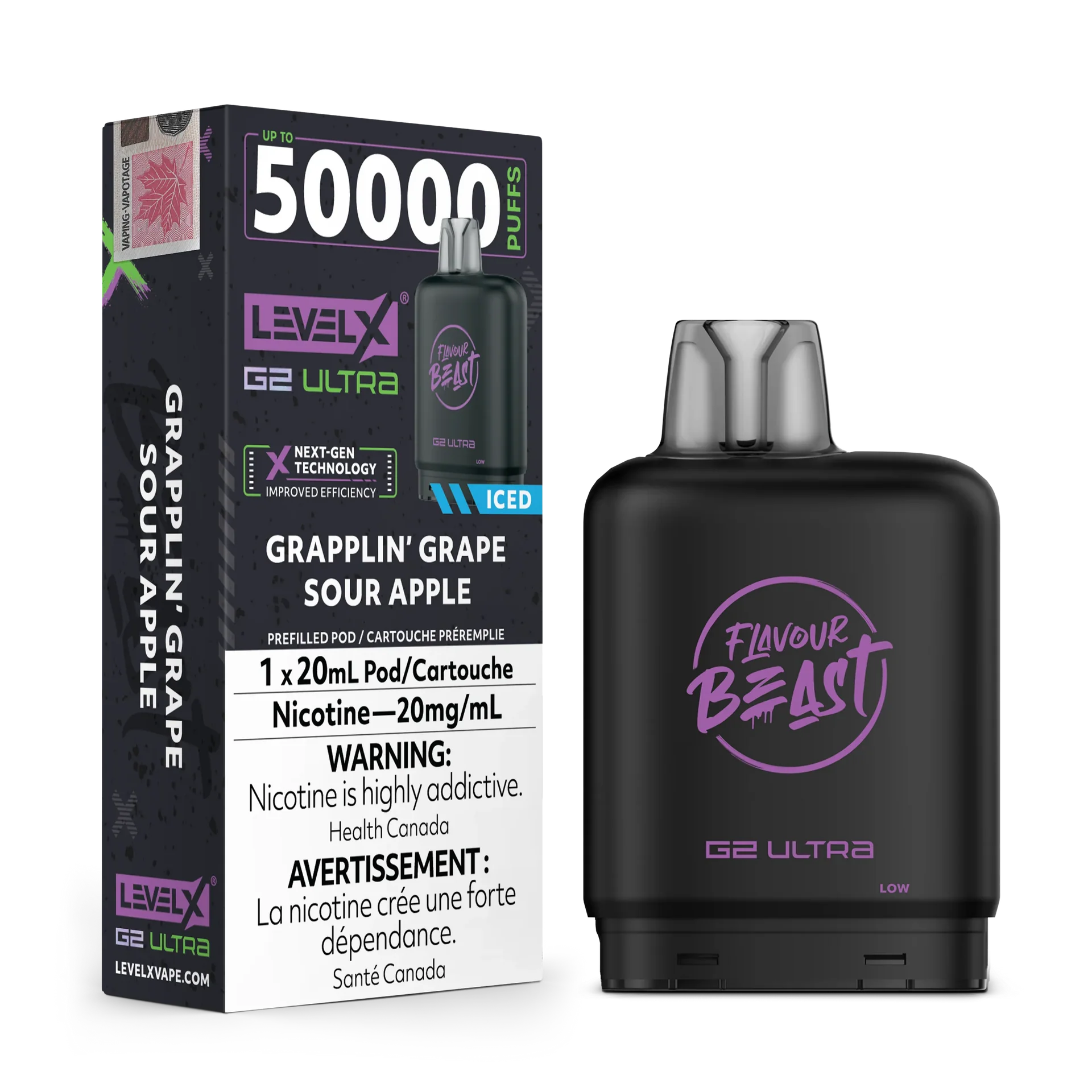 Grapplin’ Grape Sour Apple Iced by Level X Flavour Beast G2 Ultra 50K