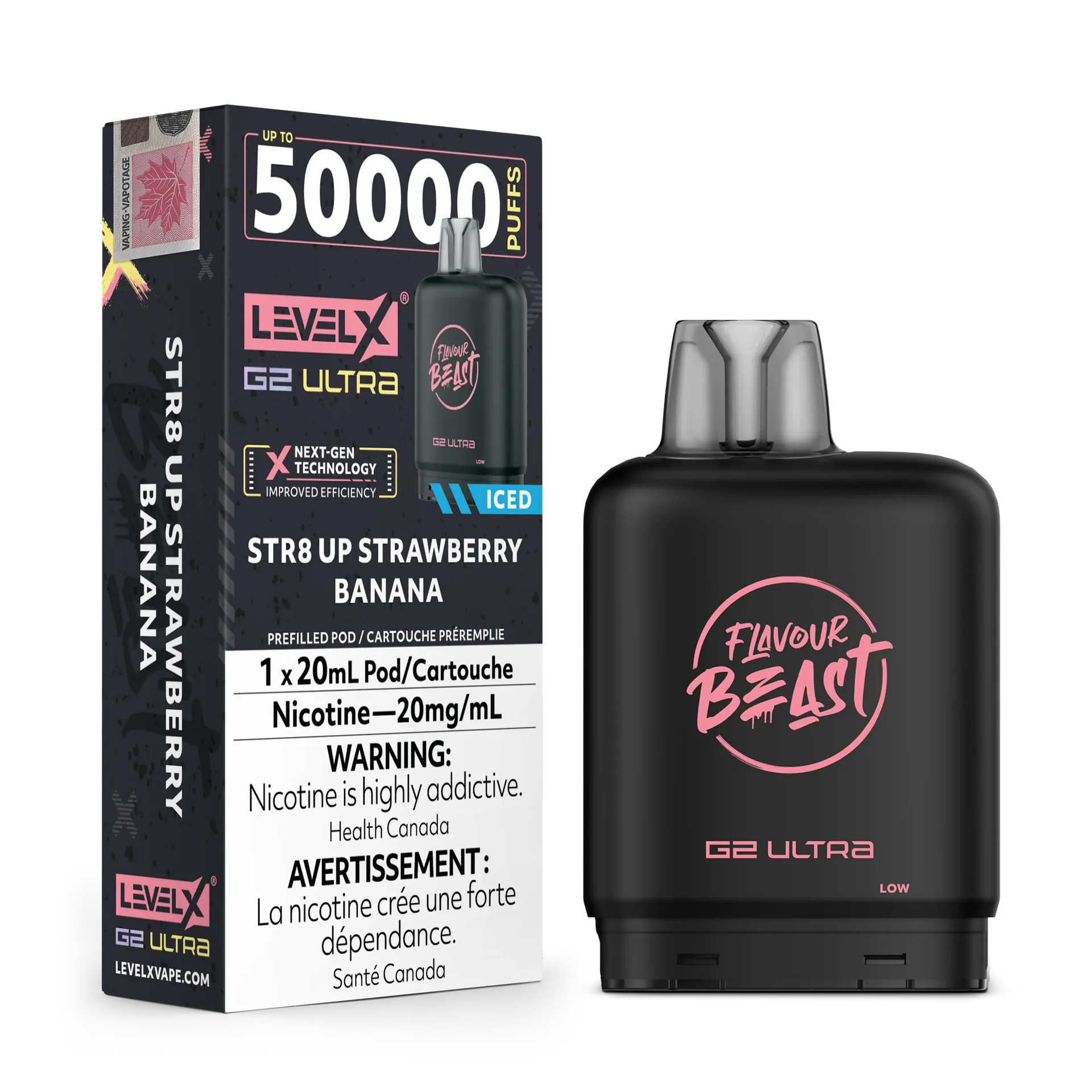 STR8 UP Strawberry Banana Iced by Level X Flavour Beast G2 Ultra 50K