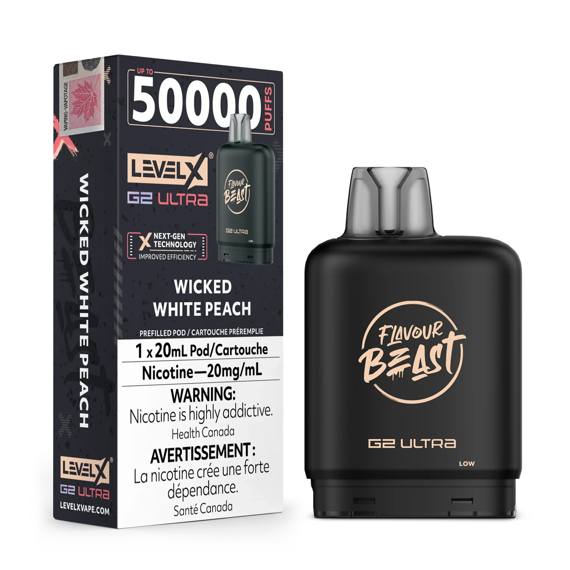 Wicked White Peach by Level X Flavour Beast G2 Ultra 50K