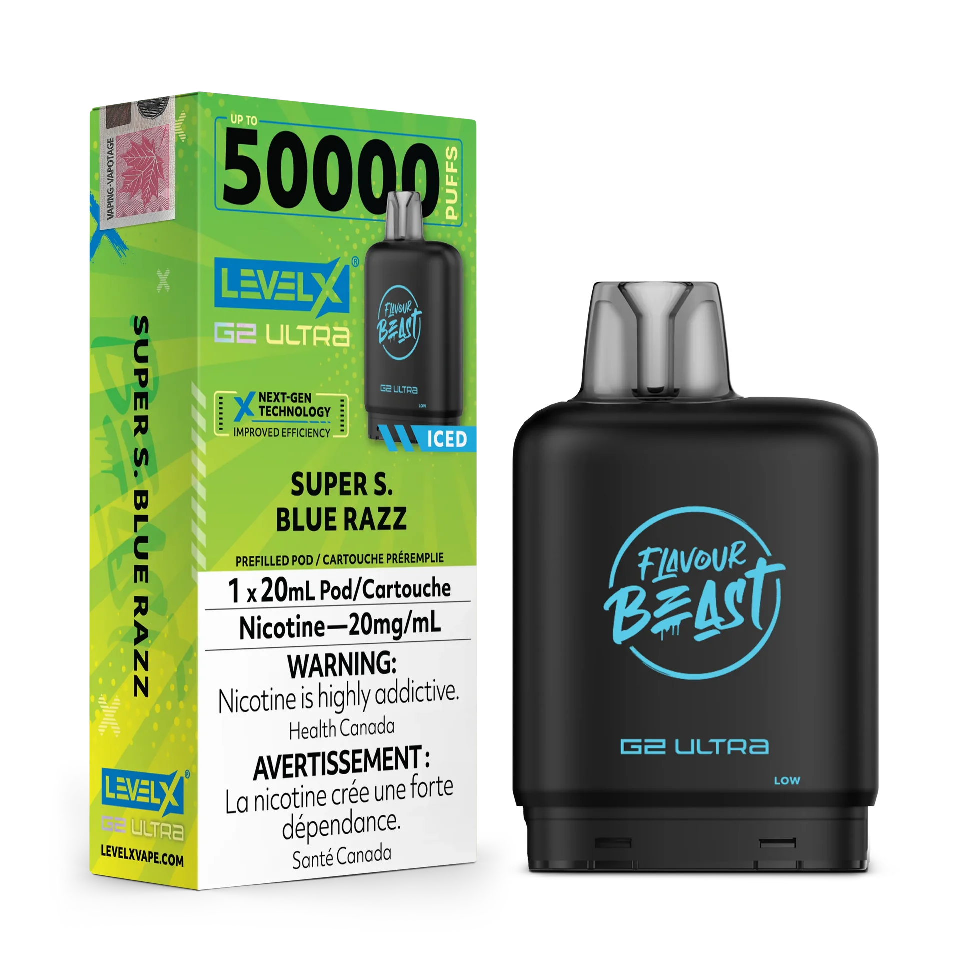 Super S. Blue Razz Iced by Level X Flavour Beast G2 Ultra 50K