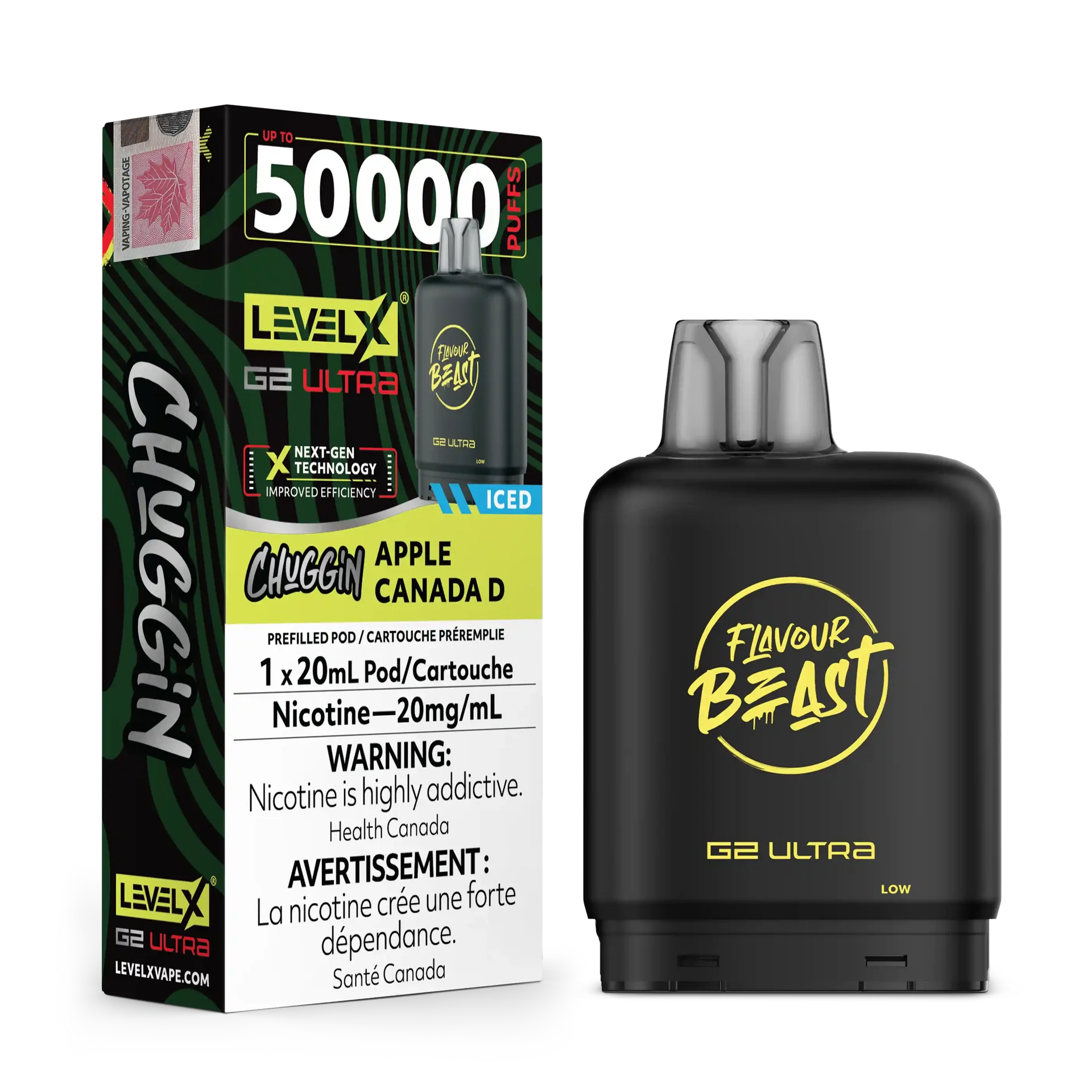 Apple Canada D Iced Chuggin by Level X Flavour Beast G2 Ultra 50K by LEVEL X BY FLAVOUR BEAST