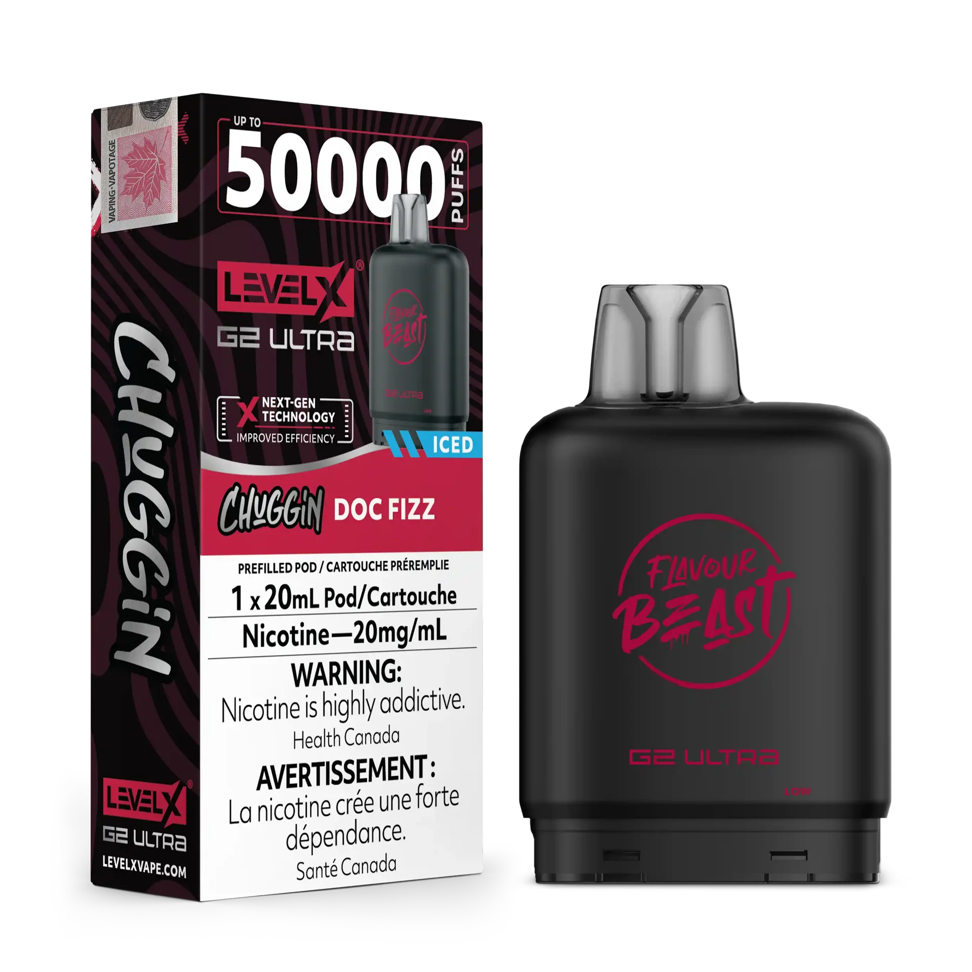 Doc Cherry/Fizz Iced Chuggin by Level X Flavour Beast G2 Ultra 50K by LEVEL X BY FLAVOUR BEAST