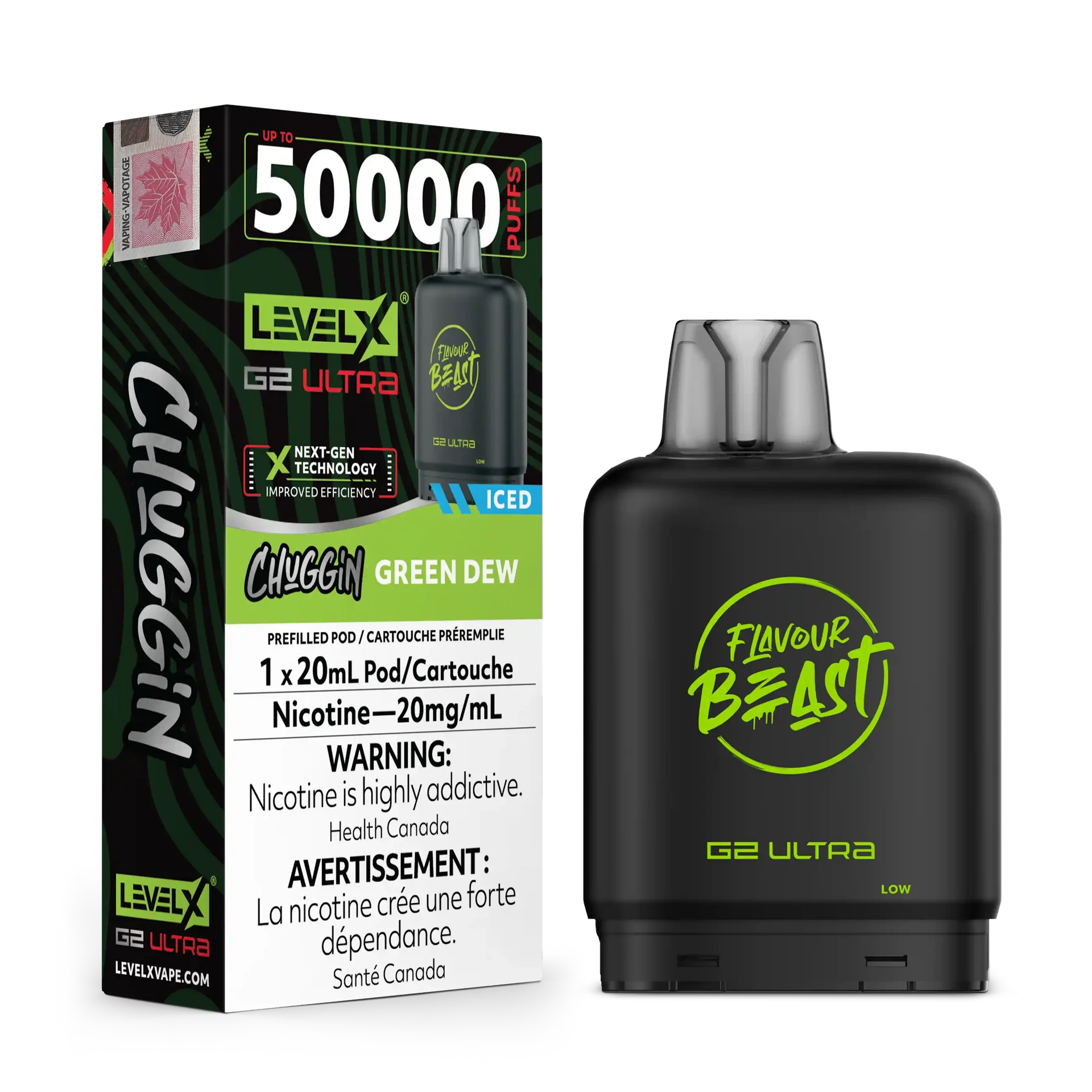 Green Dew Iced Chuggin by Level X Flavour Beast G2 Ultra 50K by LEVEL X BY FLAVOUR BEAST