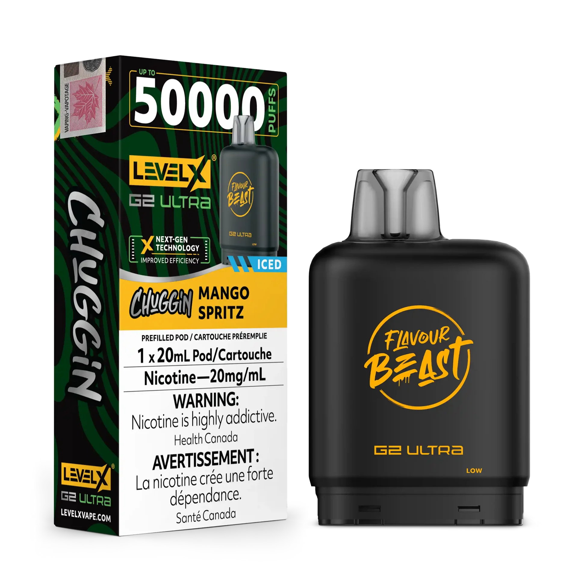 Mango Spritz Iced Chuggin by Level X Flavour Beast G2 Ultra 50K by LEVEL X BY FLAVOUR BEAST
