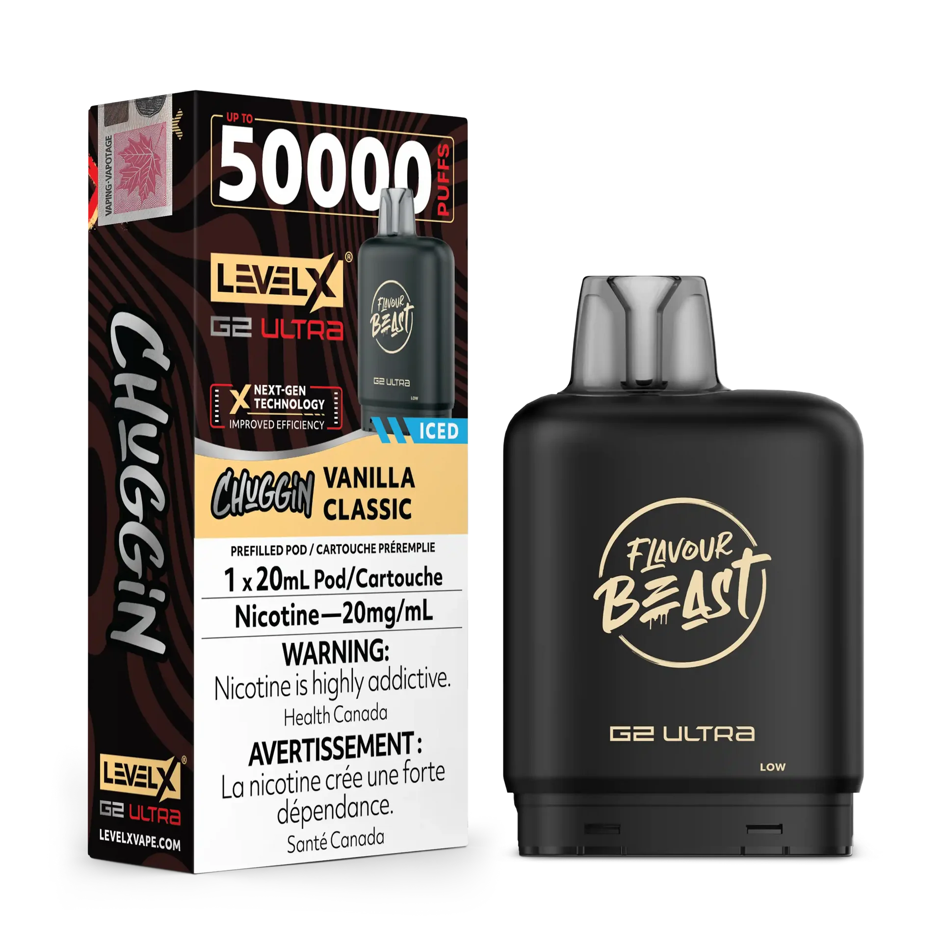 Vanilla Classic Iced Chuggin by Level X Flavour Beast G2 Ultra 50K by LEVEL X BY FLAVOUR BEAST