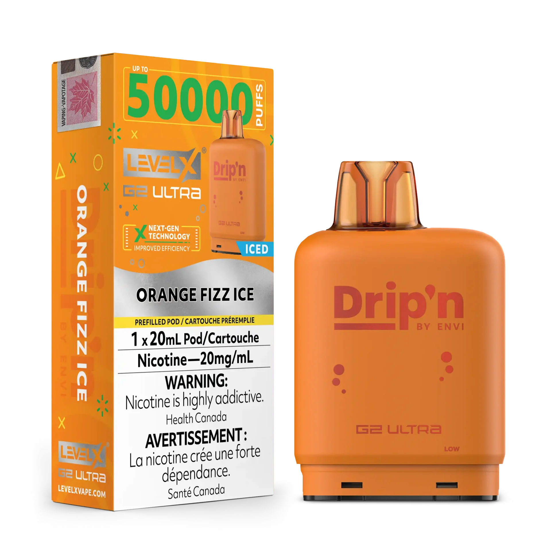 Orange Sparkle Ice by Level X Drip'n G2 Ultra 50K – 20mg by LEVEL X BY DRIP'N