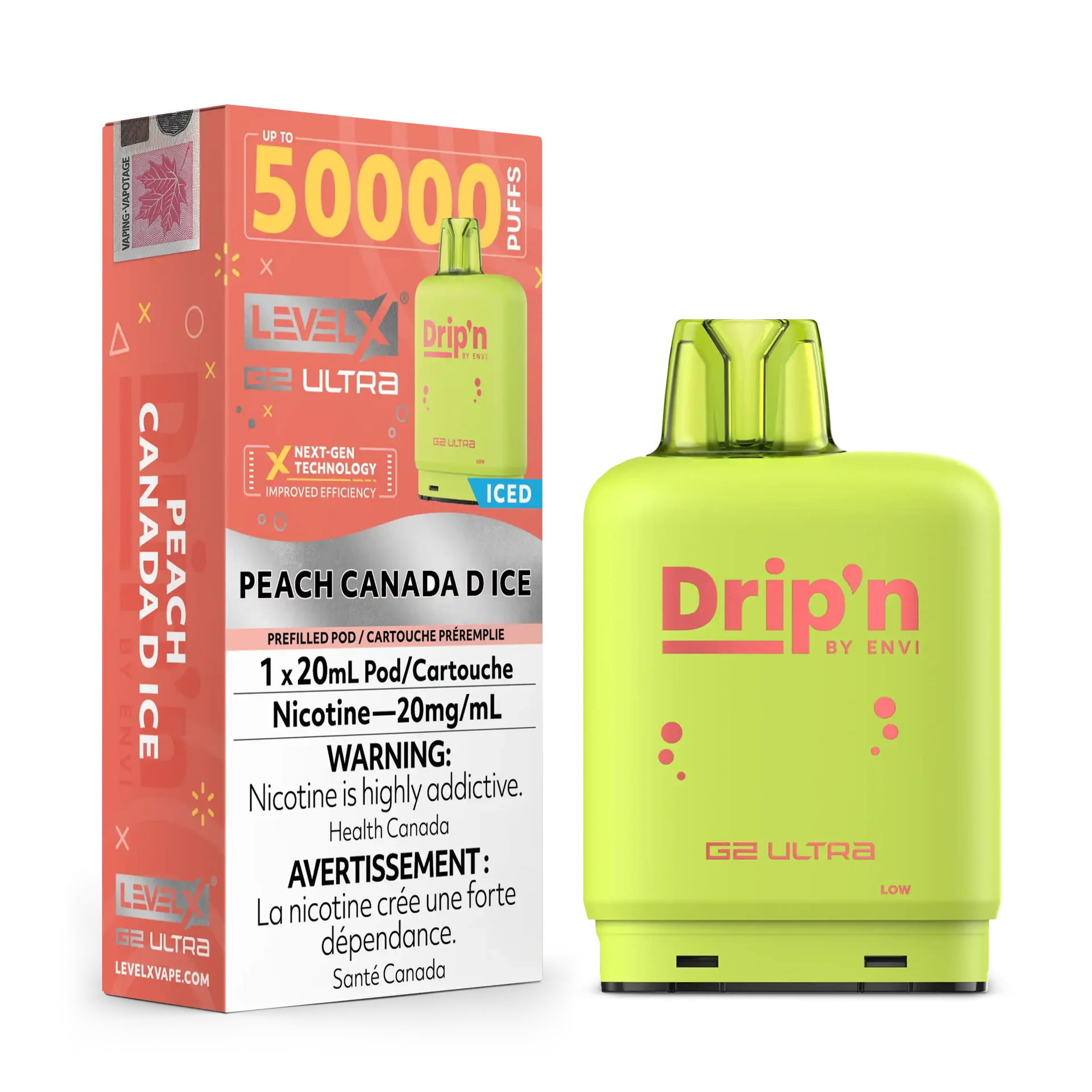Peach Canada D Ice by Level X Drip'n G2 Ultra 50K – 20mg by LEVEL X BY DRIP'N