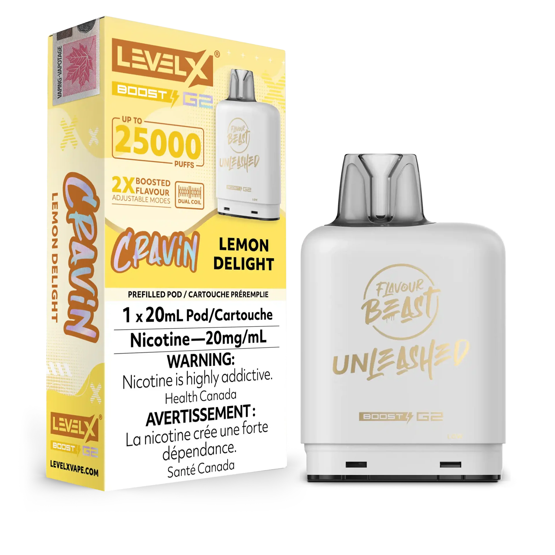 Lemon Delight Flavour Beast Boost G2 Unleashed Pods 25K