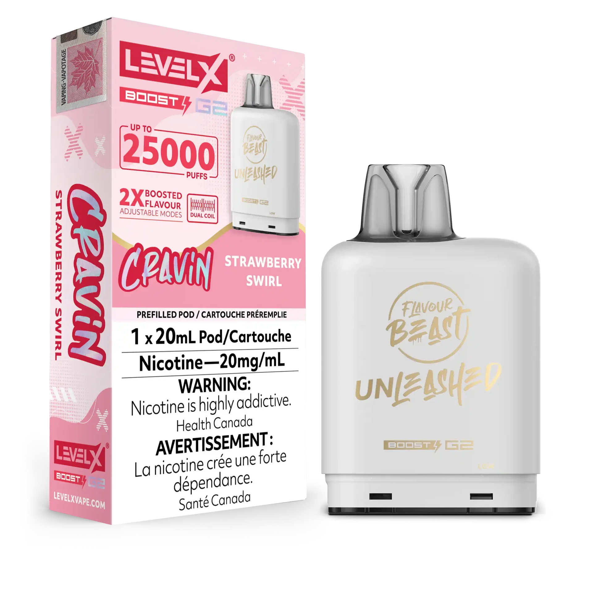 Strawberry Swirl Flavour Beast Boost G2 Unleashed Pods 25K by LEVEL X BY FLAVOUR BEAST