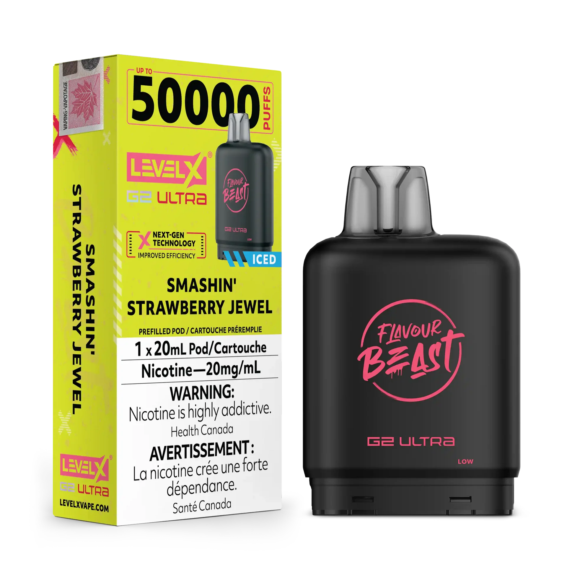 Smashin Strawberry Jewel by Level X Flavour Beast G2 Ultra 50K by LEVEL X BY FLAVOUR BEAST