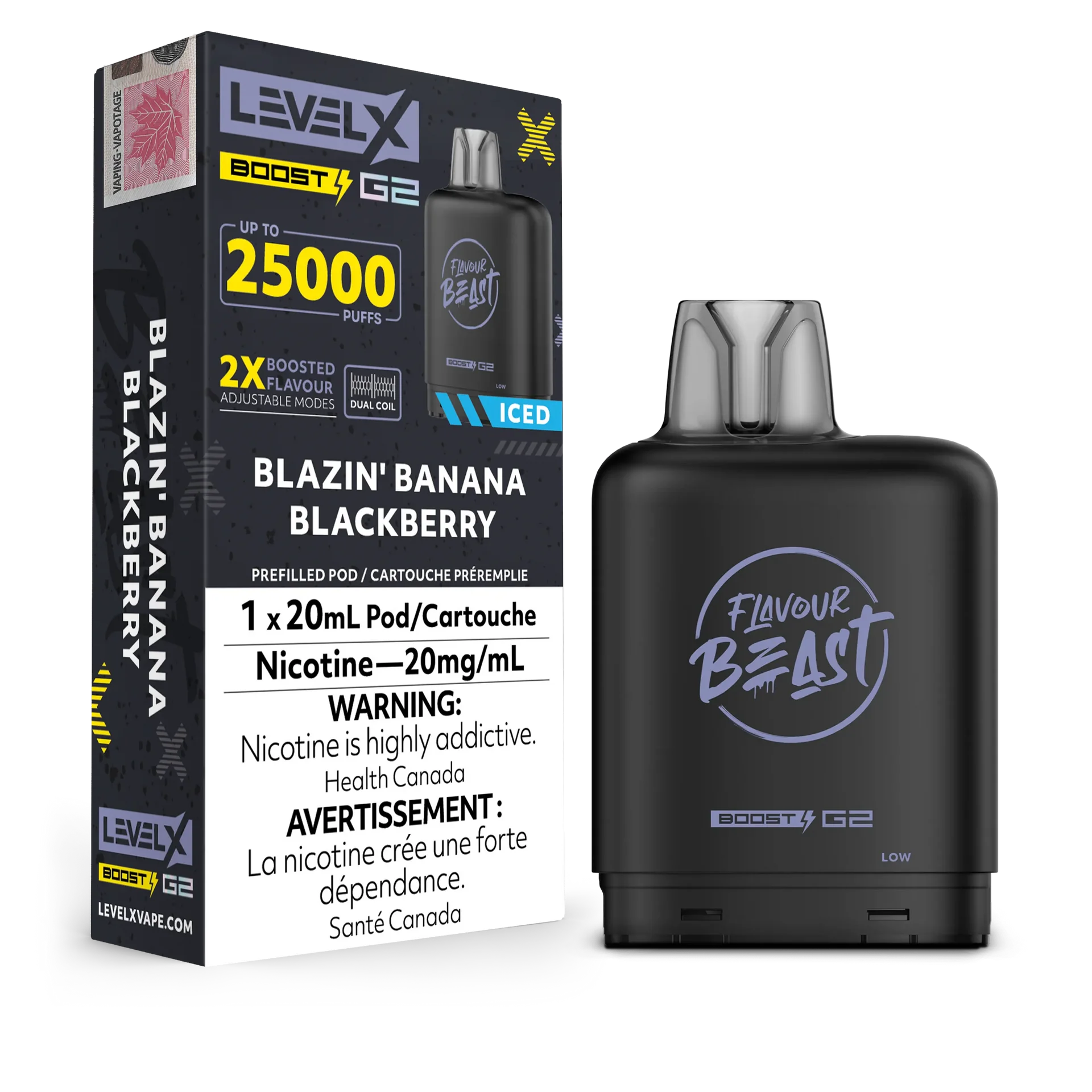 Blazin' Banana Blackberry Iced Flavour Beast Boost G2 Pods 25K by LEVEL X BY FLAVOUR BEAST