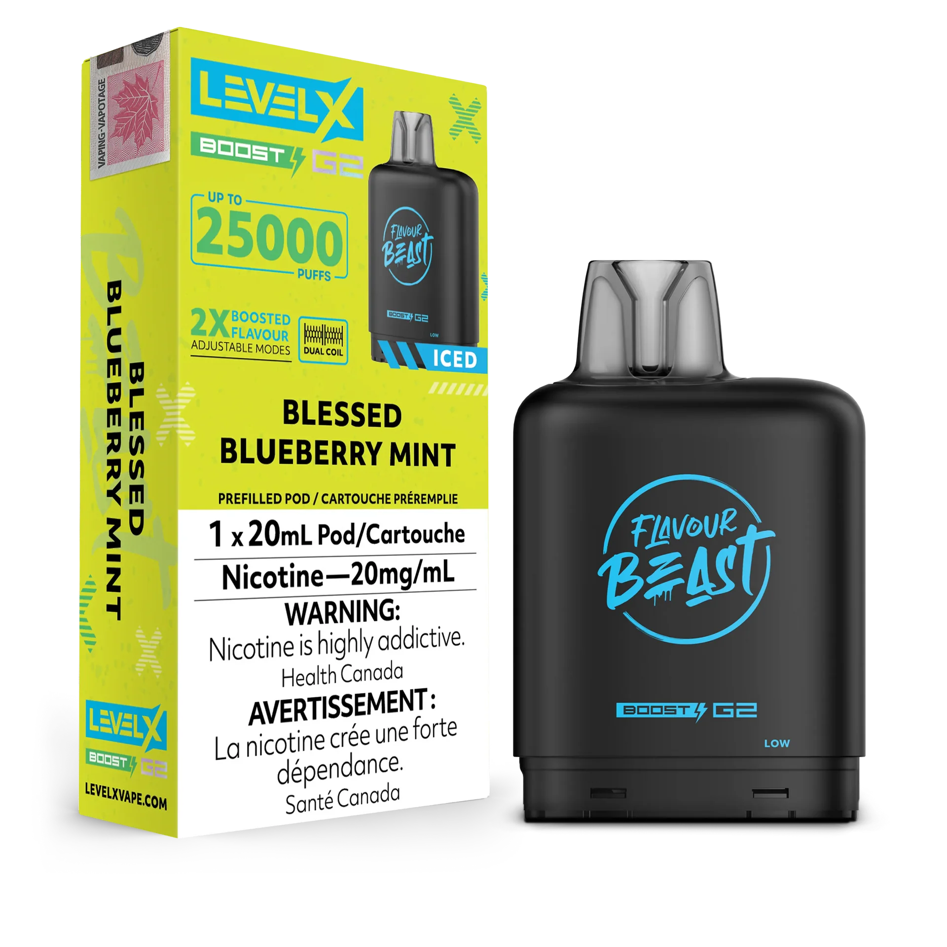 Blessed Blueberry Mint (Iced) Flavour Beast Boost G2 Pods 25K by LEVEL X BY FLAVOUR BEAST