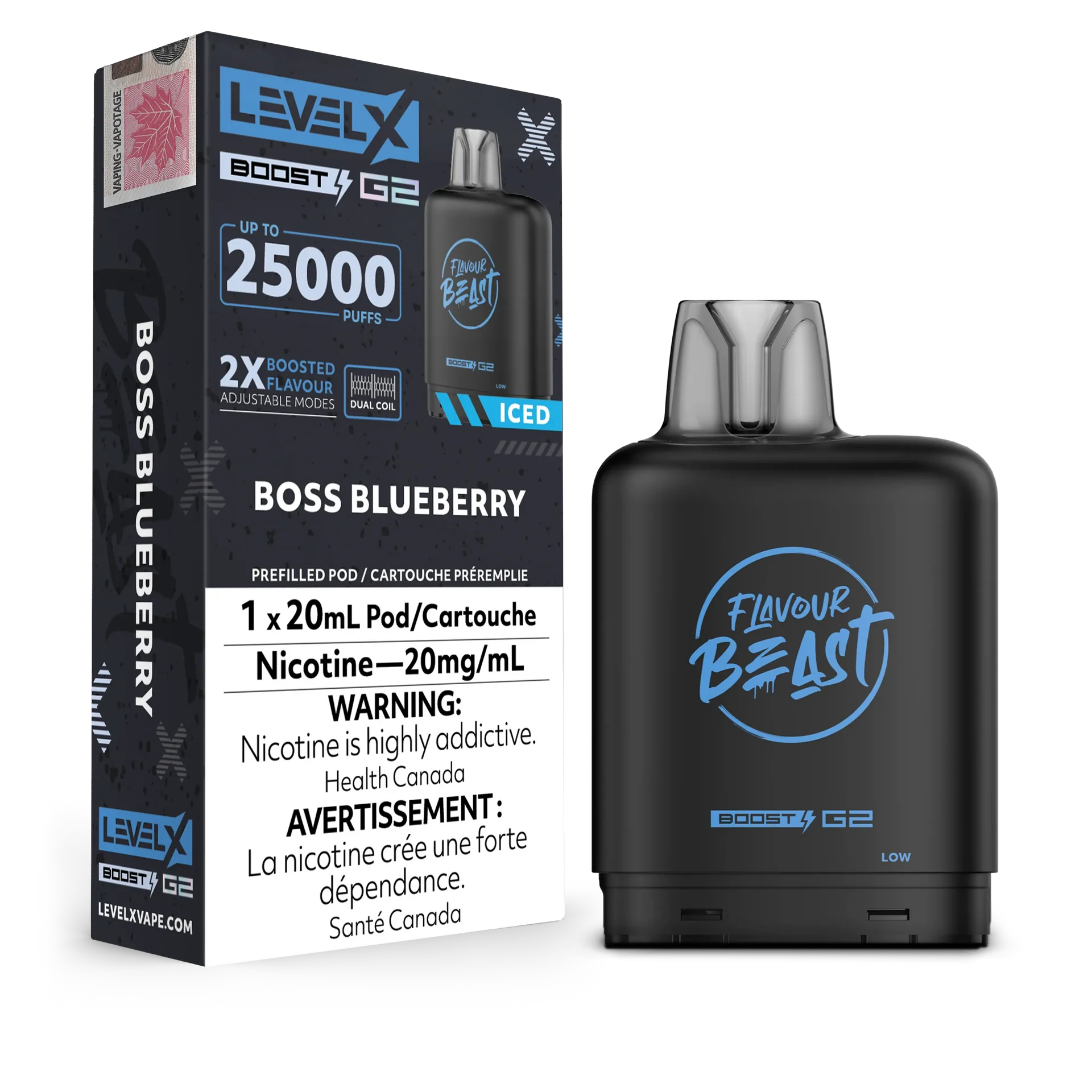Boss Blueberry Iced Flavour Beast Boost G2 Pods 25K by LEVEL X BY FLAVOUR BEAST