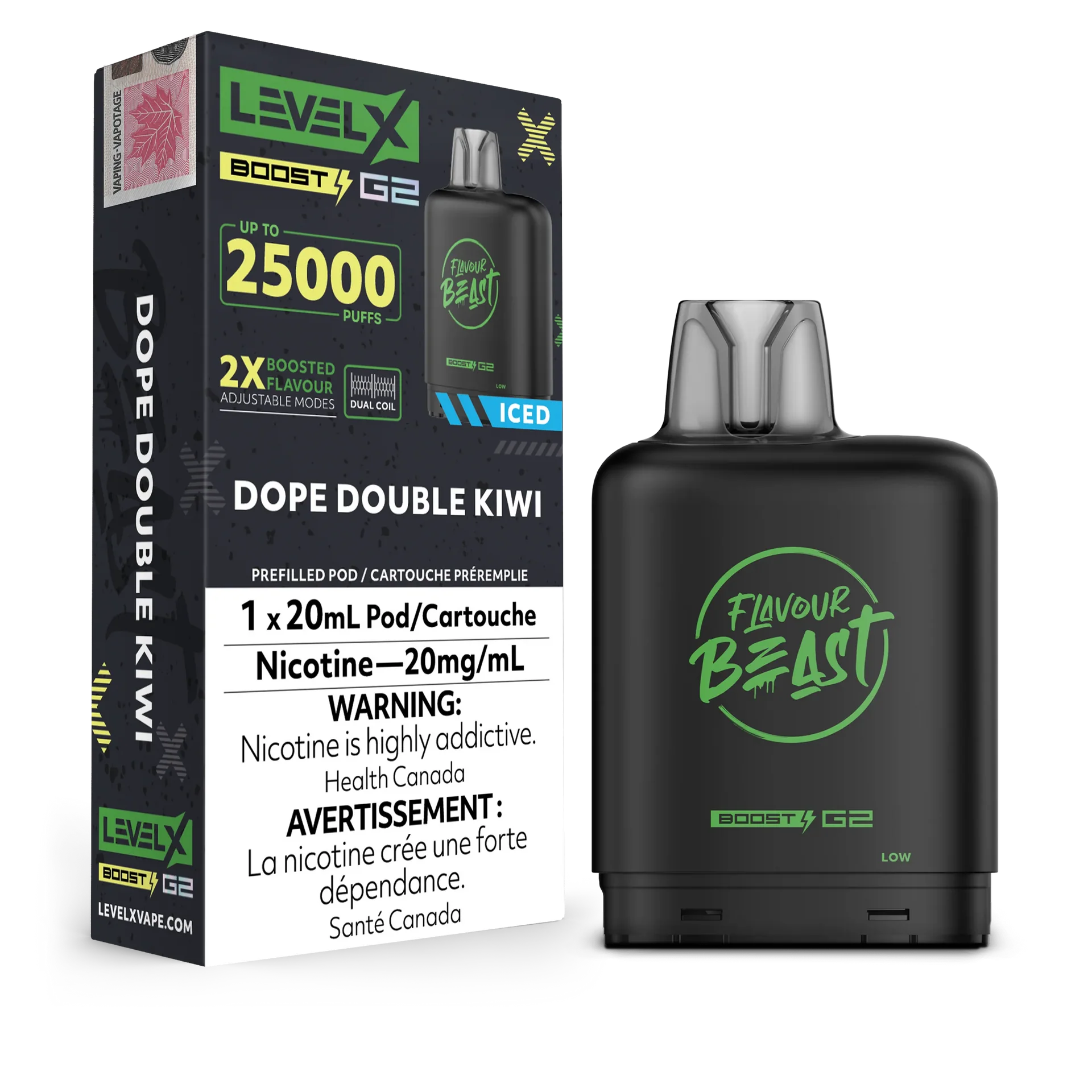 Dope Double Kiwi Iced Flavour Beast Boost G2 Pods 25K by LEVEL X BY FLAVOUR BEAST