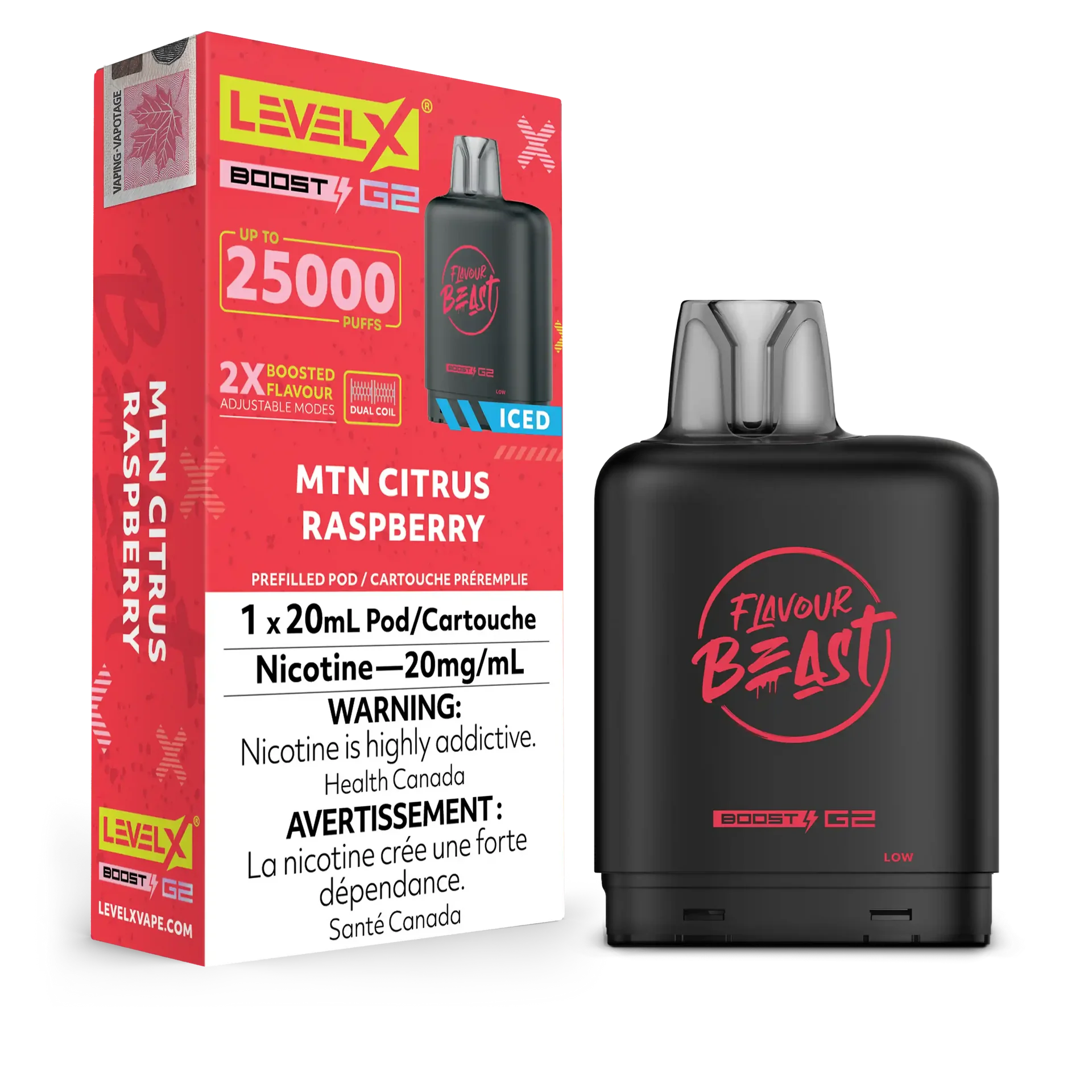 Mtn Citrus Raspberry Flavour Beast Boost G2 Pods 25K