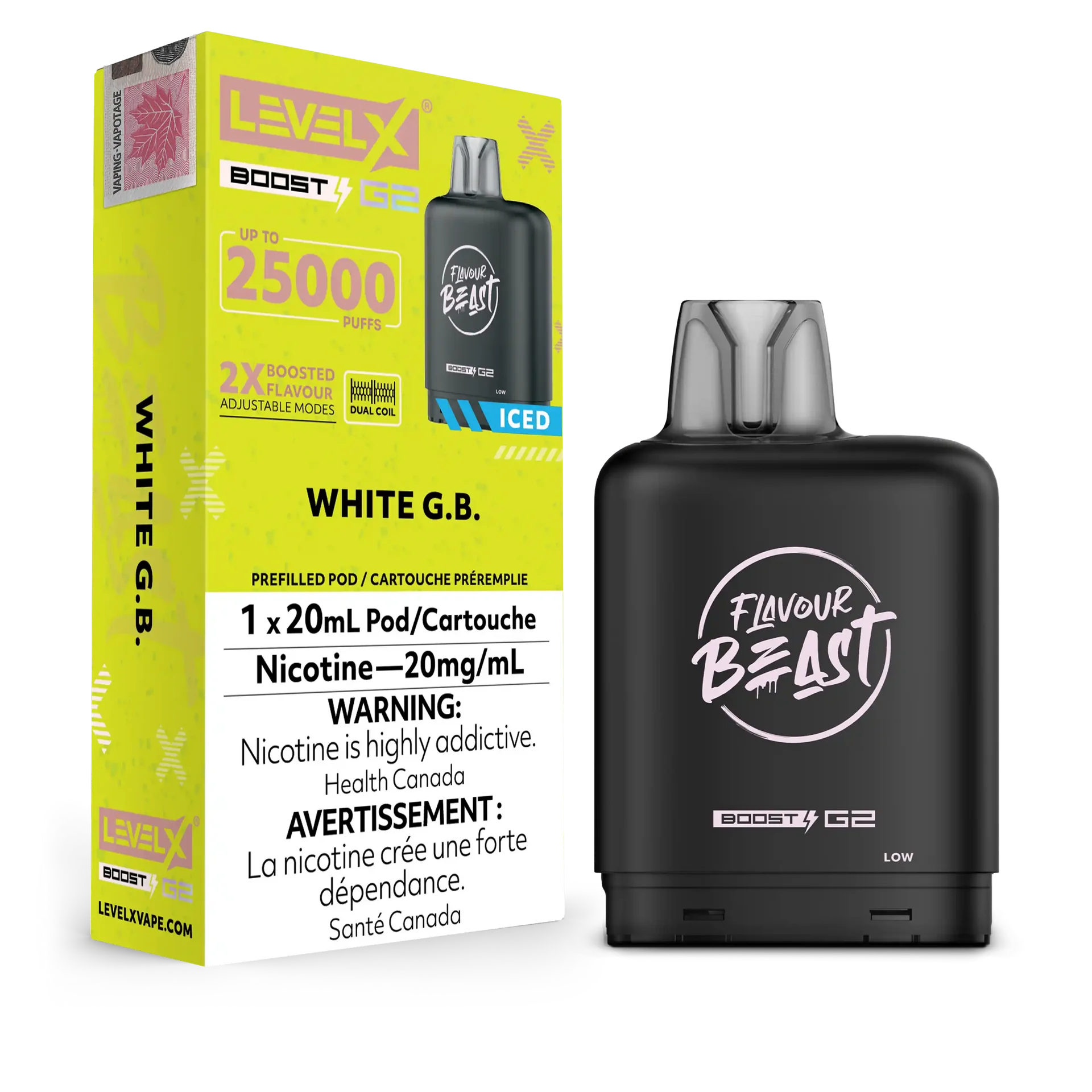 White G.B. (Iced) Flavour Beast Boost G2 Pods 25K