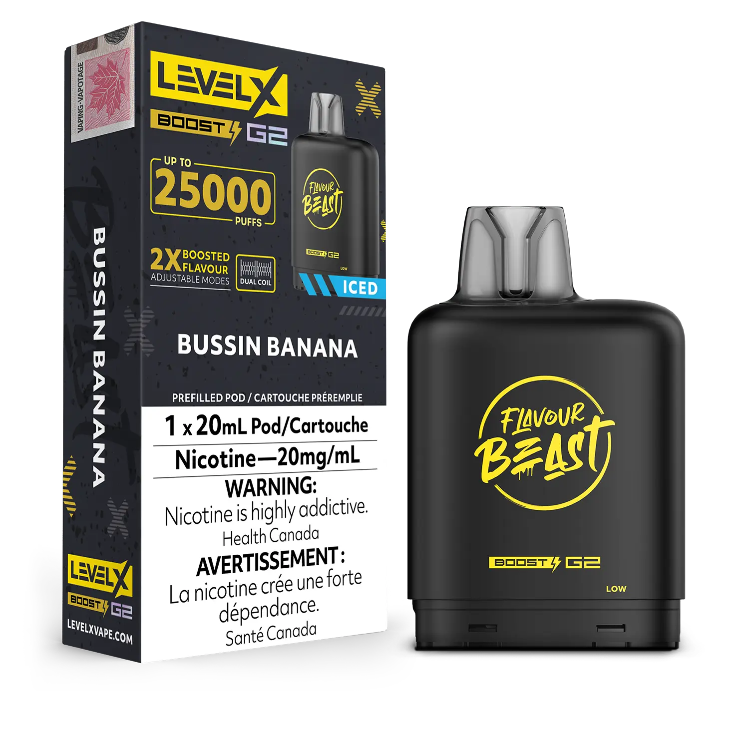 Bussin' Banana Iced Flavour Beast Boost G2 Pods 25K