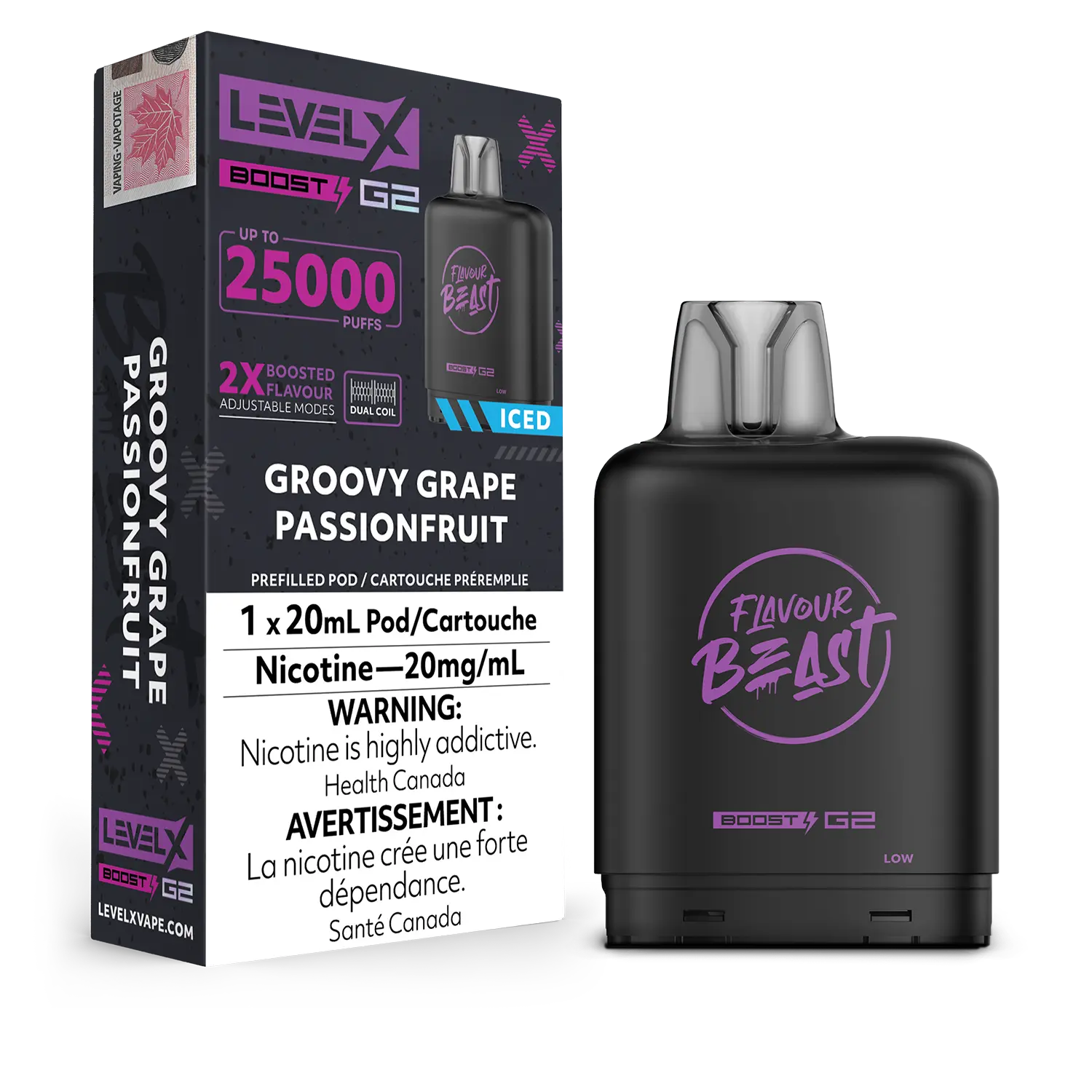 Groovy Grape Passionfruit Iced Flavour Beast Boost G2 Pods 25K