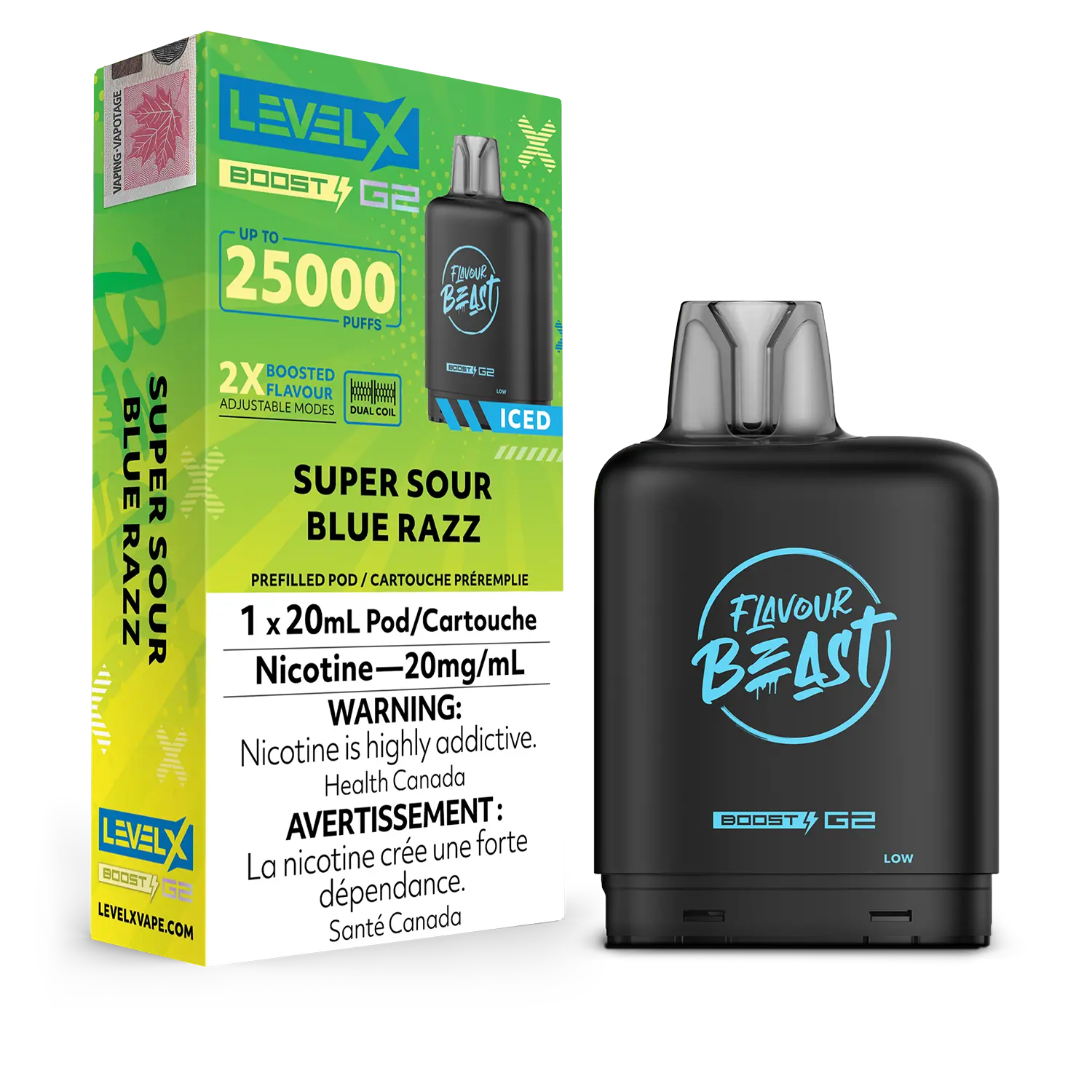 Super Sour Blue Razz (Iced) Flavour Beast Boost G2 Pods 25K