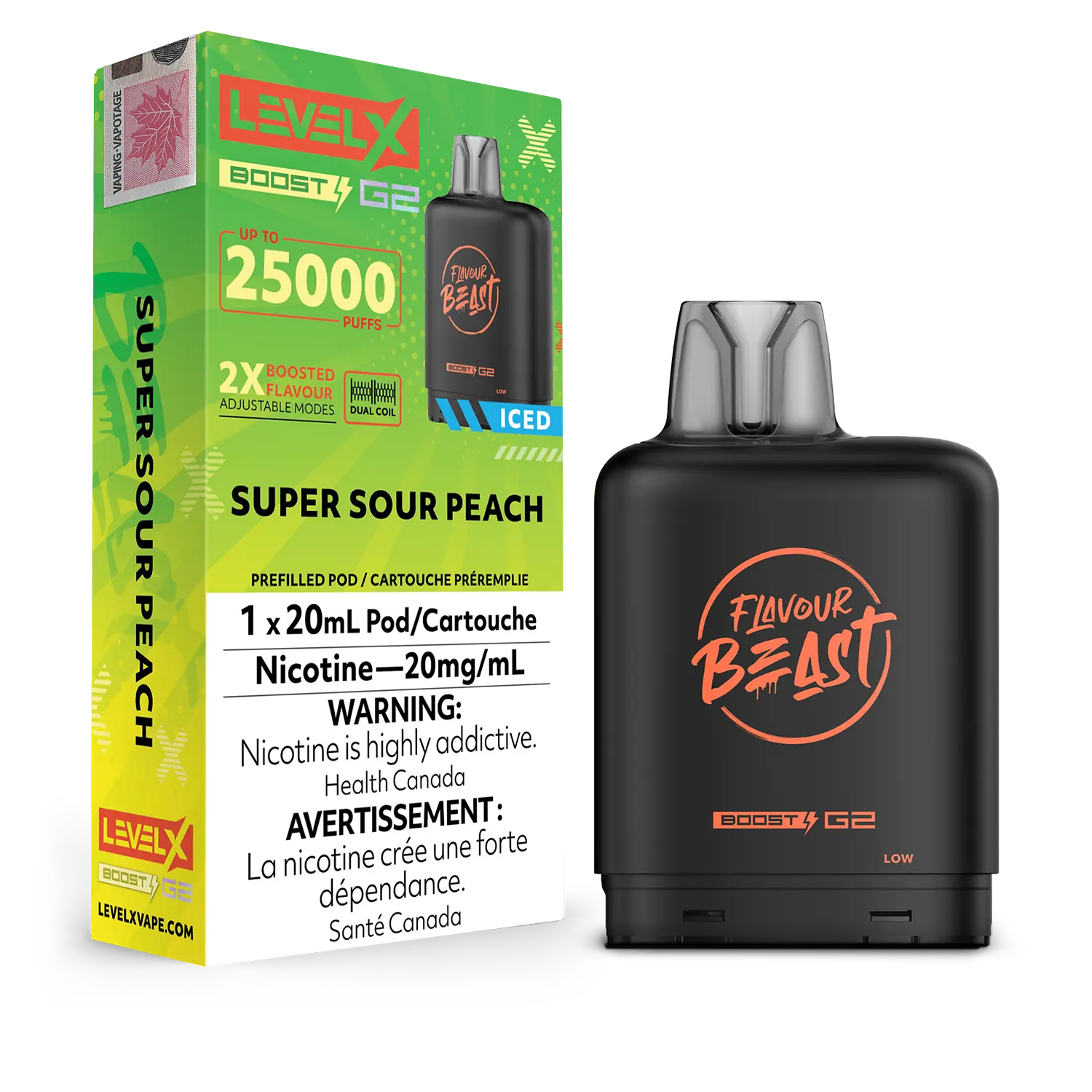 Super Sour Peach (Iced) Flavour Beast Boost G2 Pods 25K by LEVEL X BY FLAVOUR BEAST