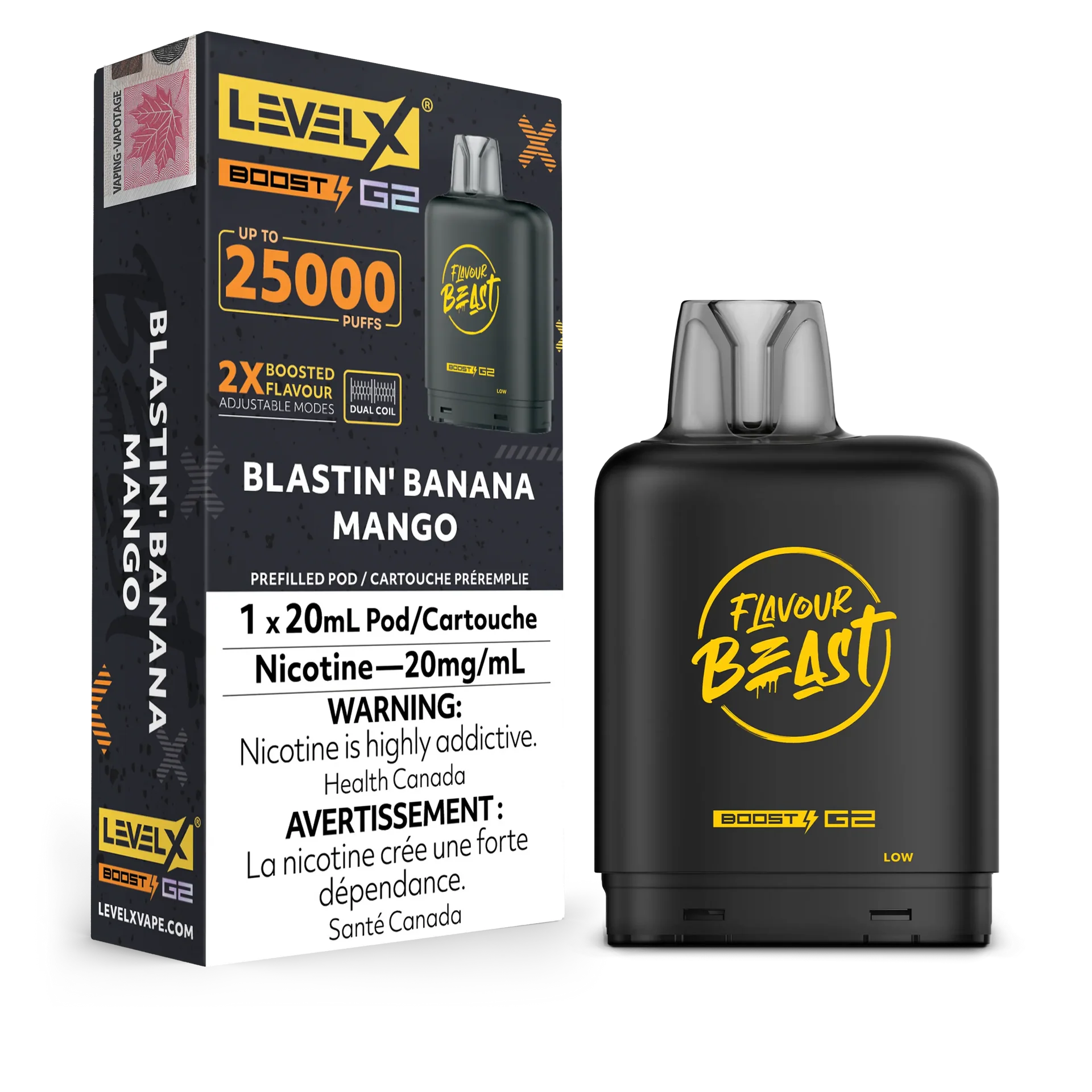 Blastin' Banana Mango Iced Flavour Beast Boost G2 Pods 25K by LEVEL X BY FLAVOUR BEAST