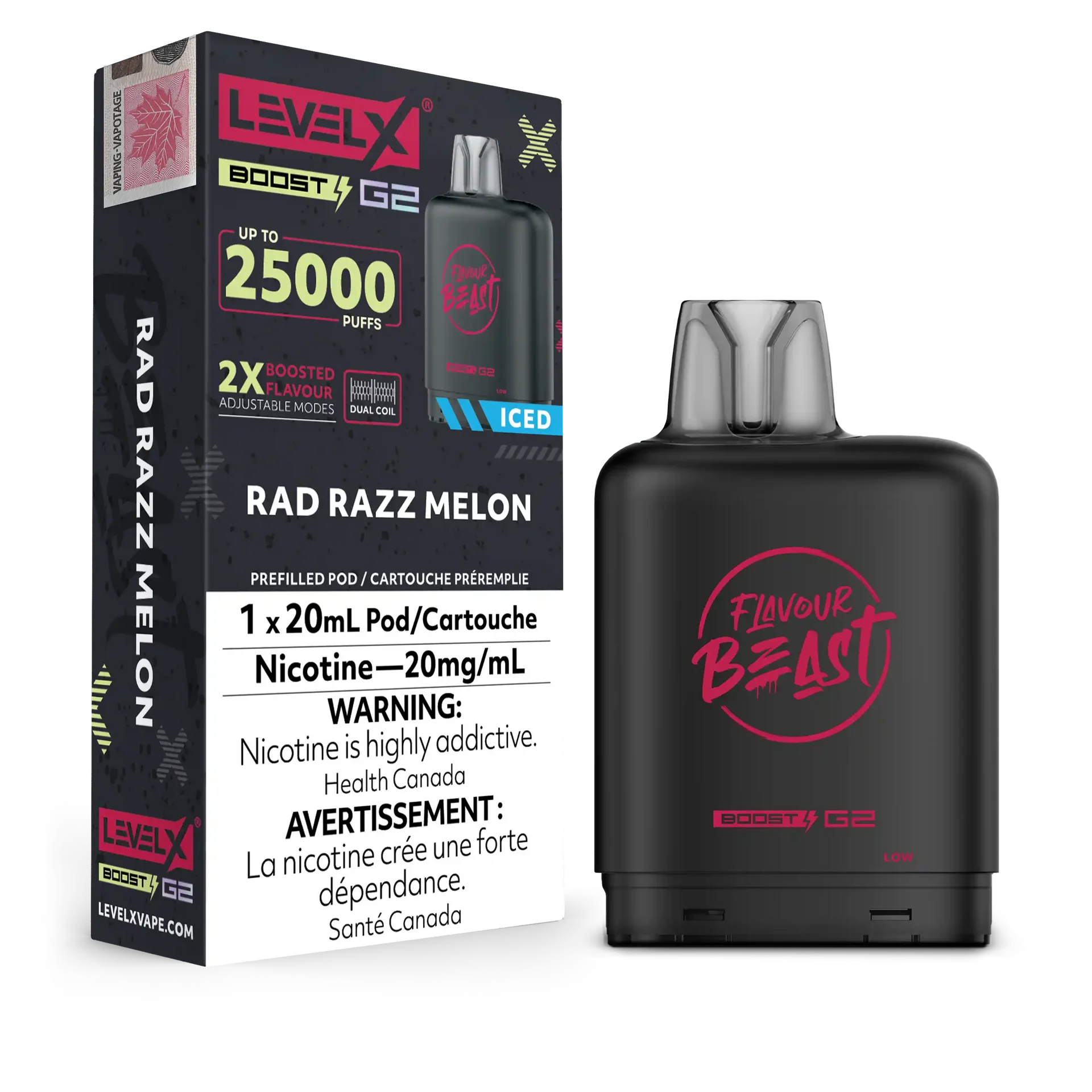 Rad Razz Melon Iced Flavour Beast Boost G2 Pods 25K by LEVEL X BY FLAVOUR BEAST