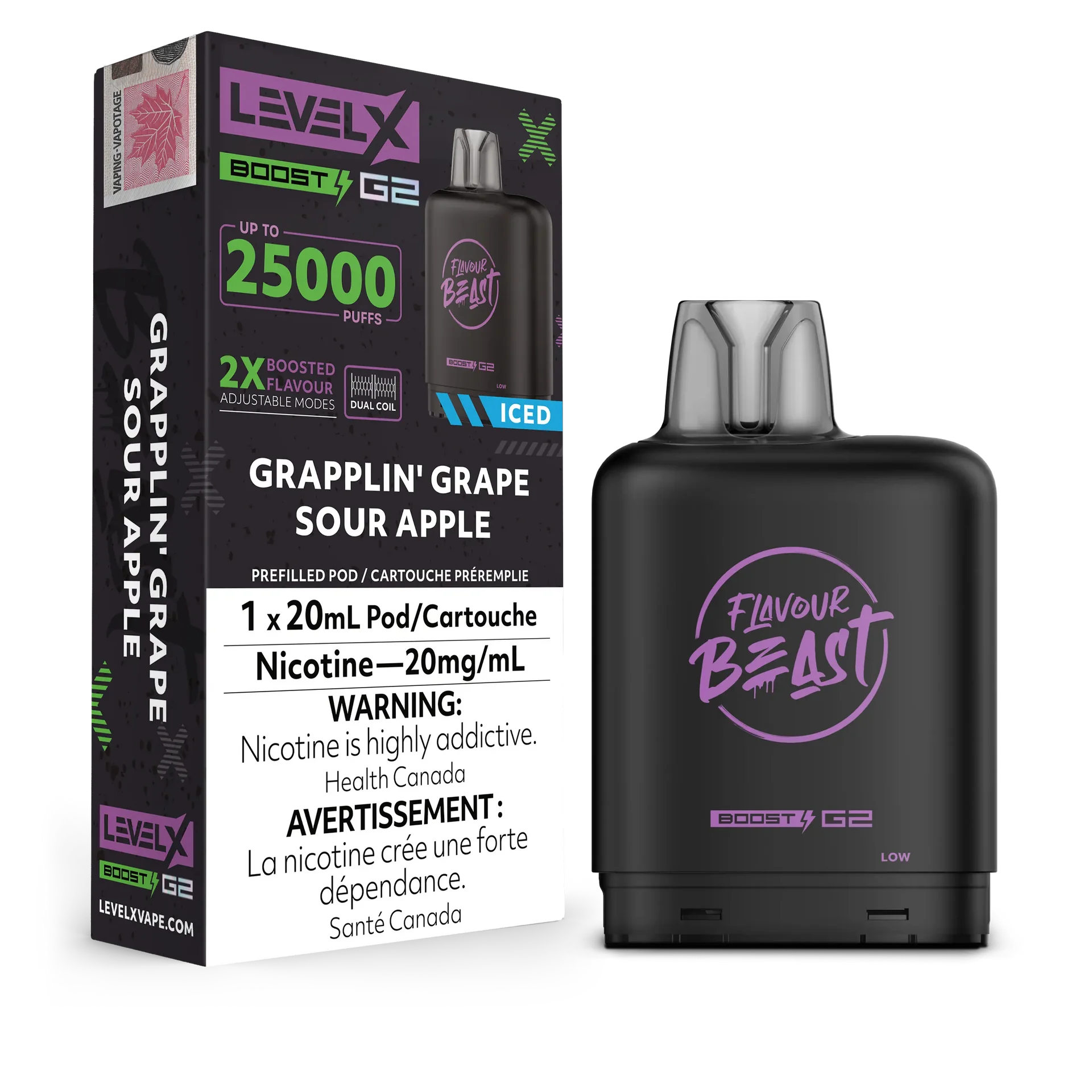 Grapplin' Grape Sour Apple Iced Flavour Beast Boost G2 Pods 25K