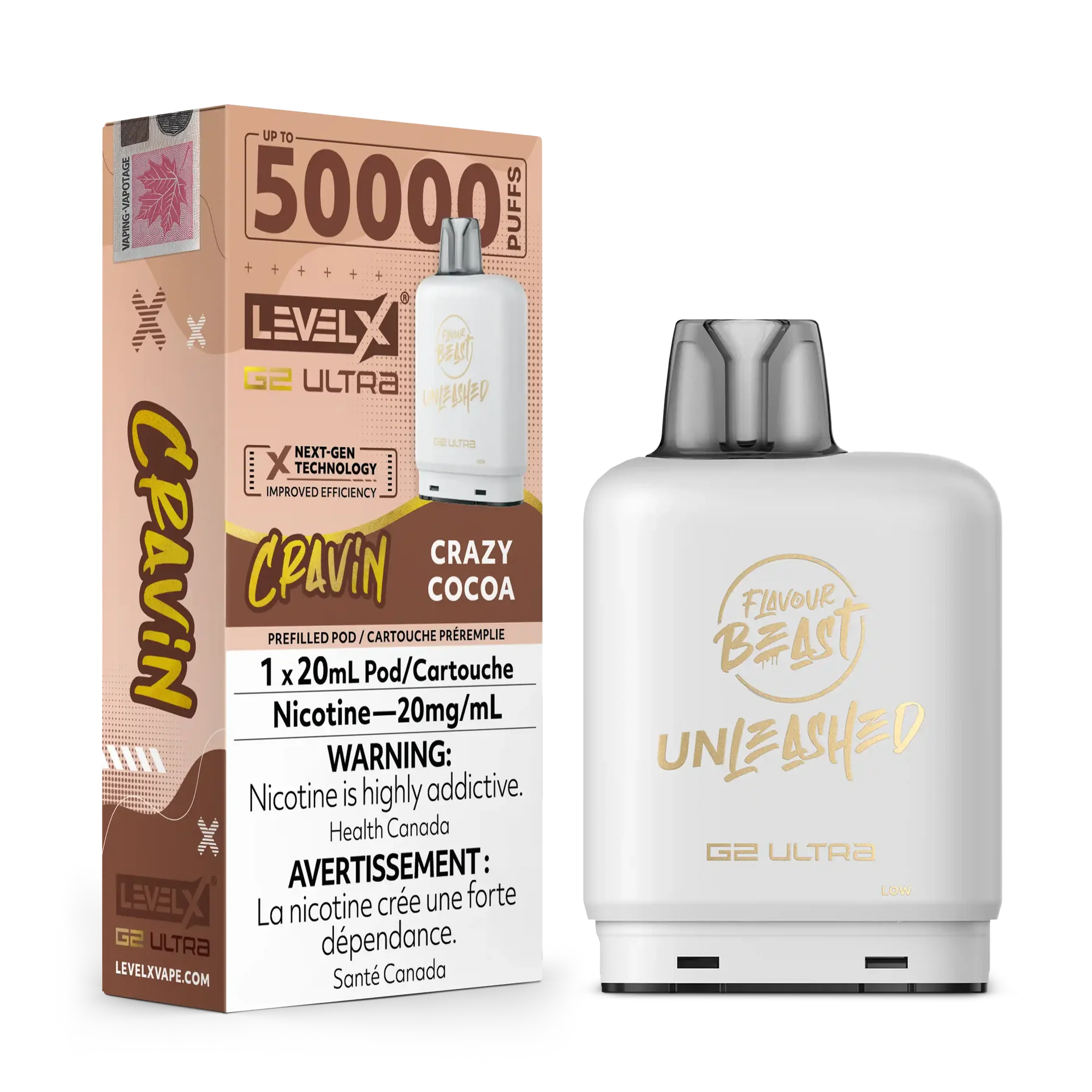 Cravin' Crazy Cocoa by Level X Flavour Beast Unleashed G2 Ultra 50K by LEVEL X BY FLAVOUR BEAST