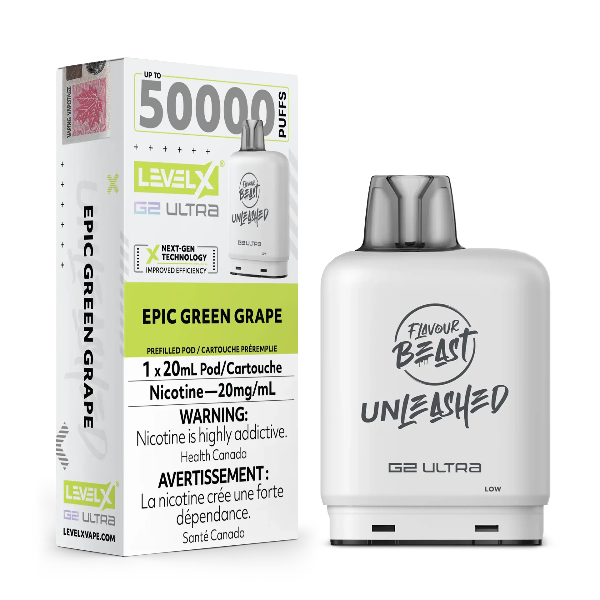 Epic Green Grape by Level X Flavour Beast Unleashed G2 Ultra 50K by LEVEL X BY FLAVOUR BEAST