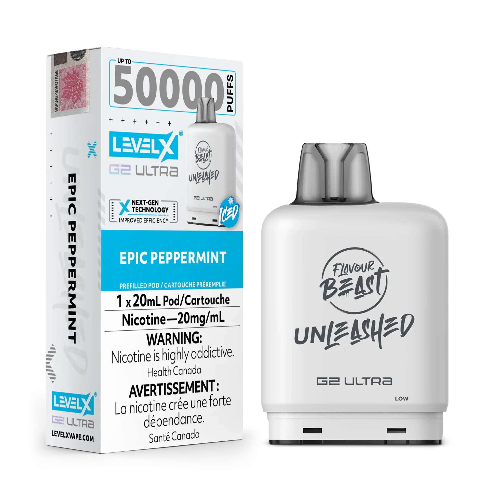Epic Peppermint by Level X Flavour Beast Unleashed G2 Ultra 50K by LEVEL X BY FLAVOUR BEAST