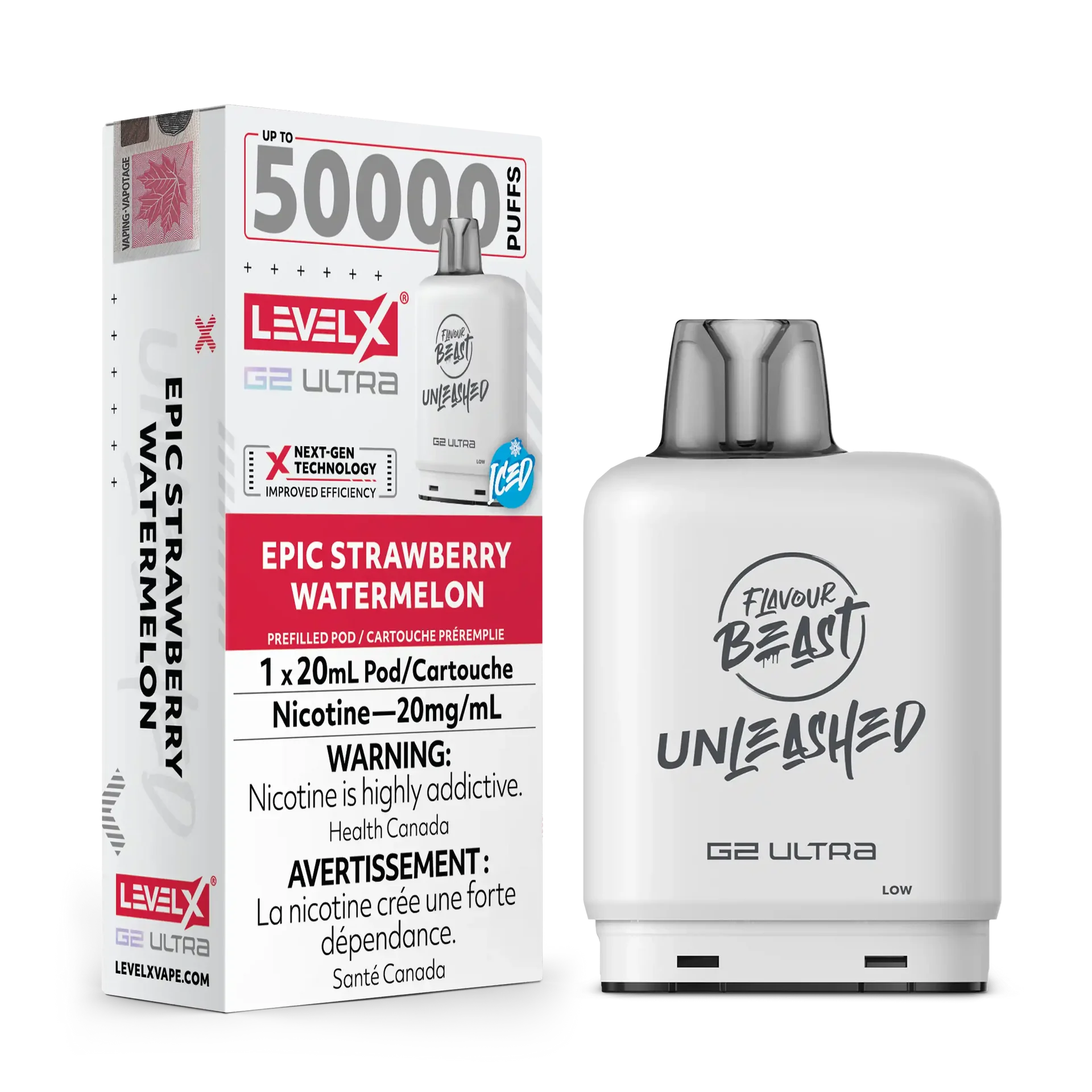 Epic Strawberry Watermelon by Level X Flavour Beast Unleashed G2 Ultra 50K by LEVEL X BY FLAVOUR BEAST