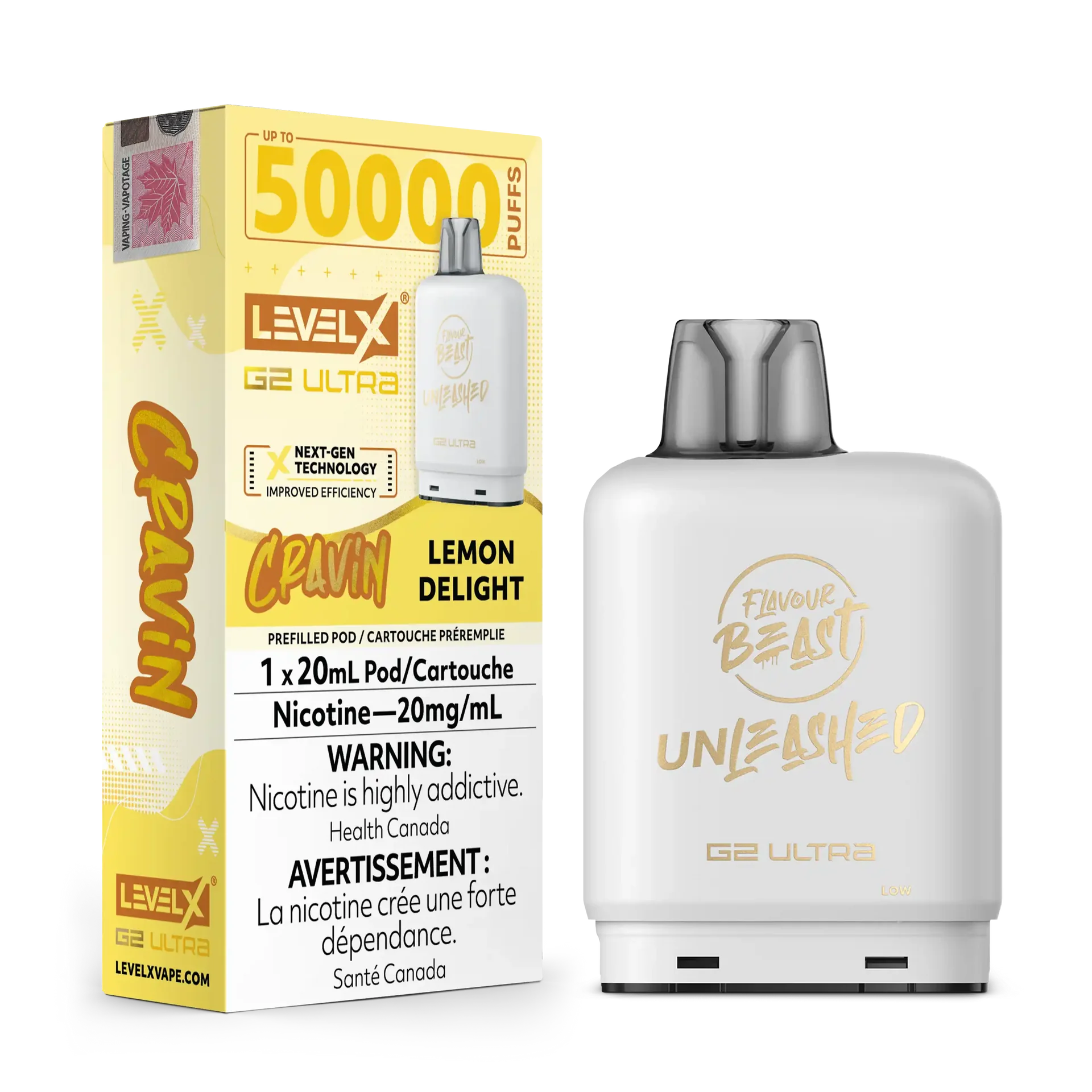 Cravin' Lemon Delight by Level X Flavour Beast Unleashed G2 Ultra 50K by LEVEL X BY FLAVOUR BEAST