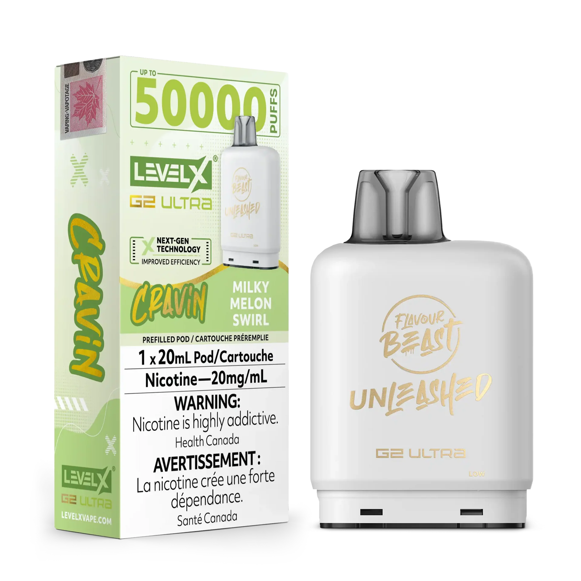 Cravin' Milky Melon Swirl by Level X Flavour Beast Unleashed G2 Ultra 50K by LEVEL X BY FLAVOUR BEAST