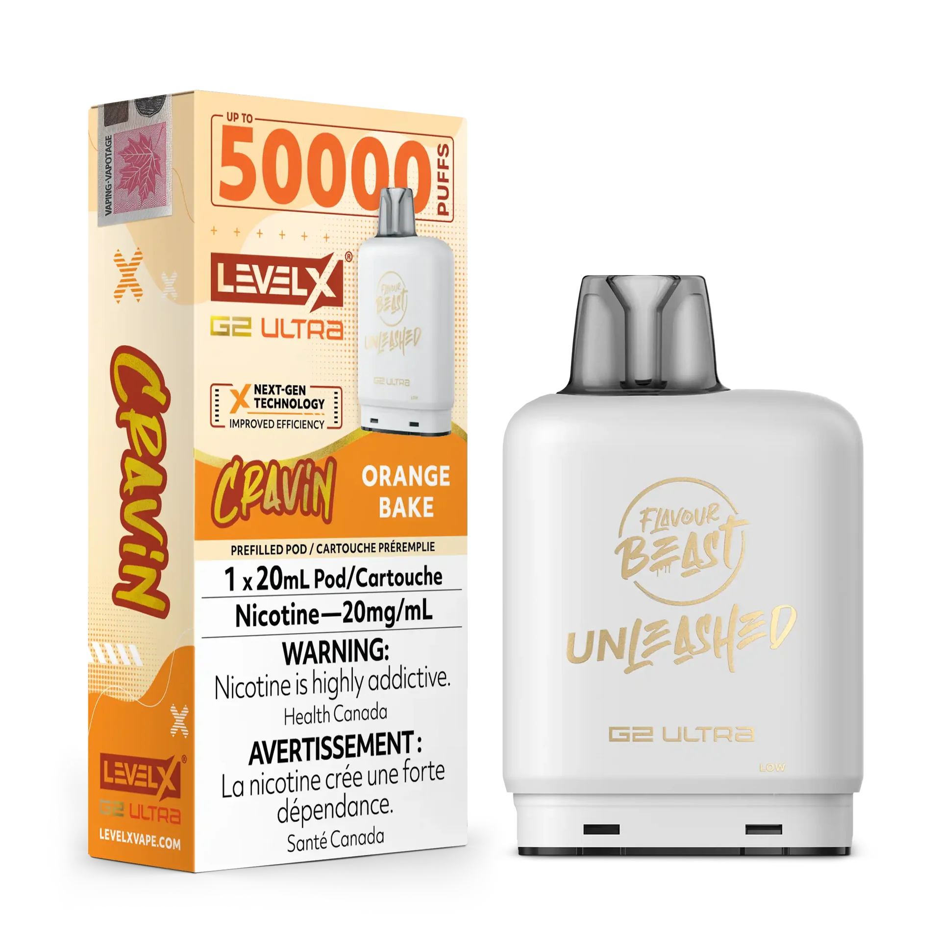Cravin' Orange Bake by Level X Flavour Beast Unleashed G2 Ultra 50K by LEVEL X BY FLAVOUR BEAST