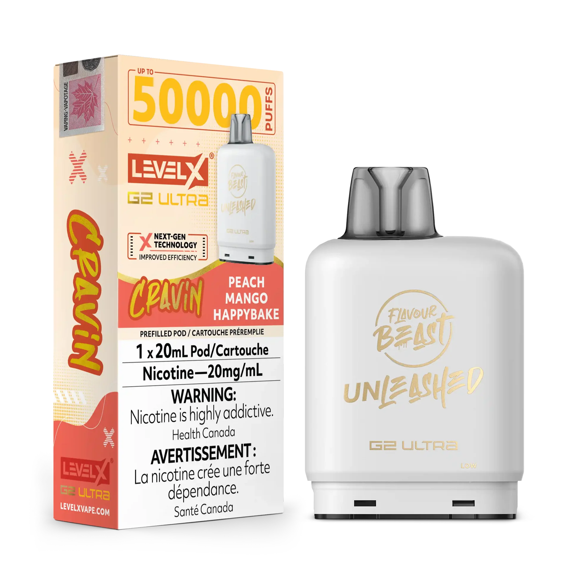 Cravin' Peach Mango Happybake by Level X Flavour Beast Unleashed G2 Ultra 50K by LEVEL X BY FLAVOUR BEAST