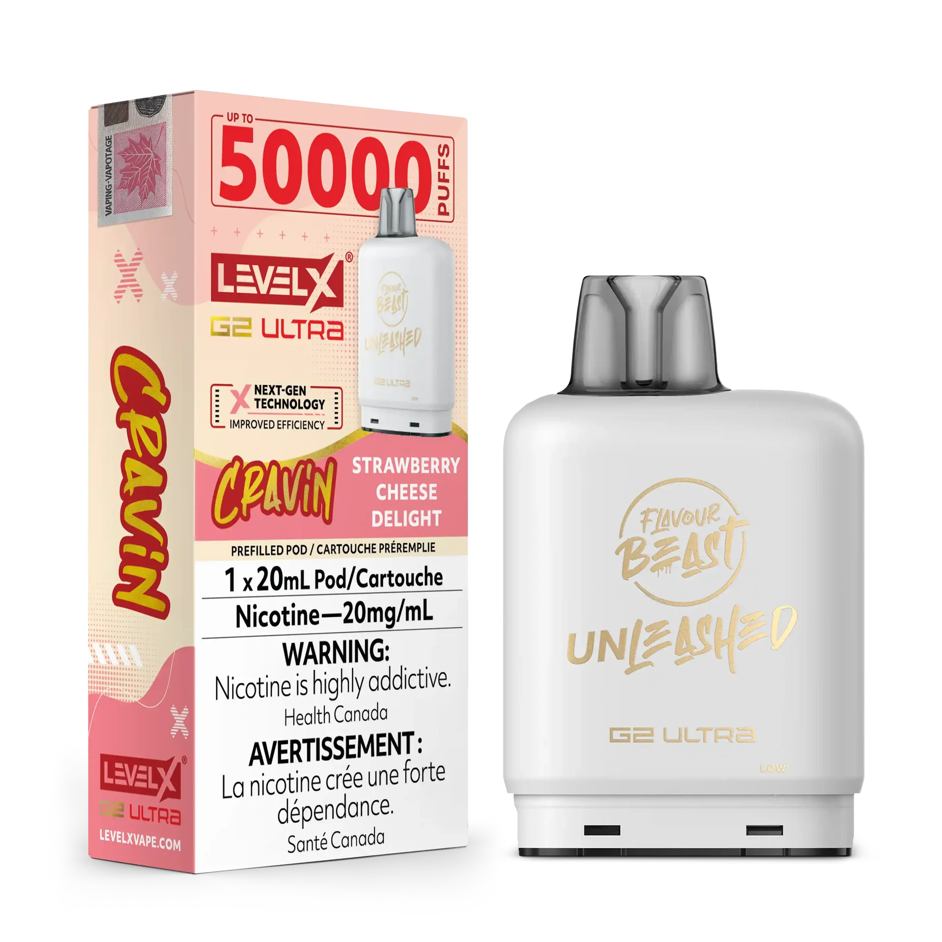 Cravin' Strawberry Cheese Delight by Level X Flavour Beast Unleashed G2 Ultra 50K by LEVEL X BY FLAVOUR BEAST