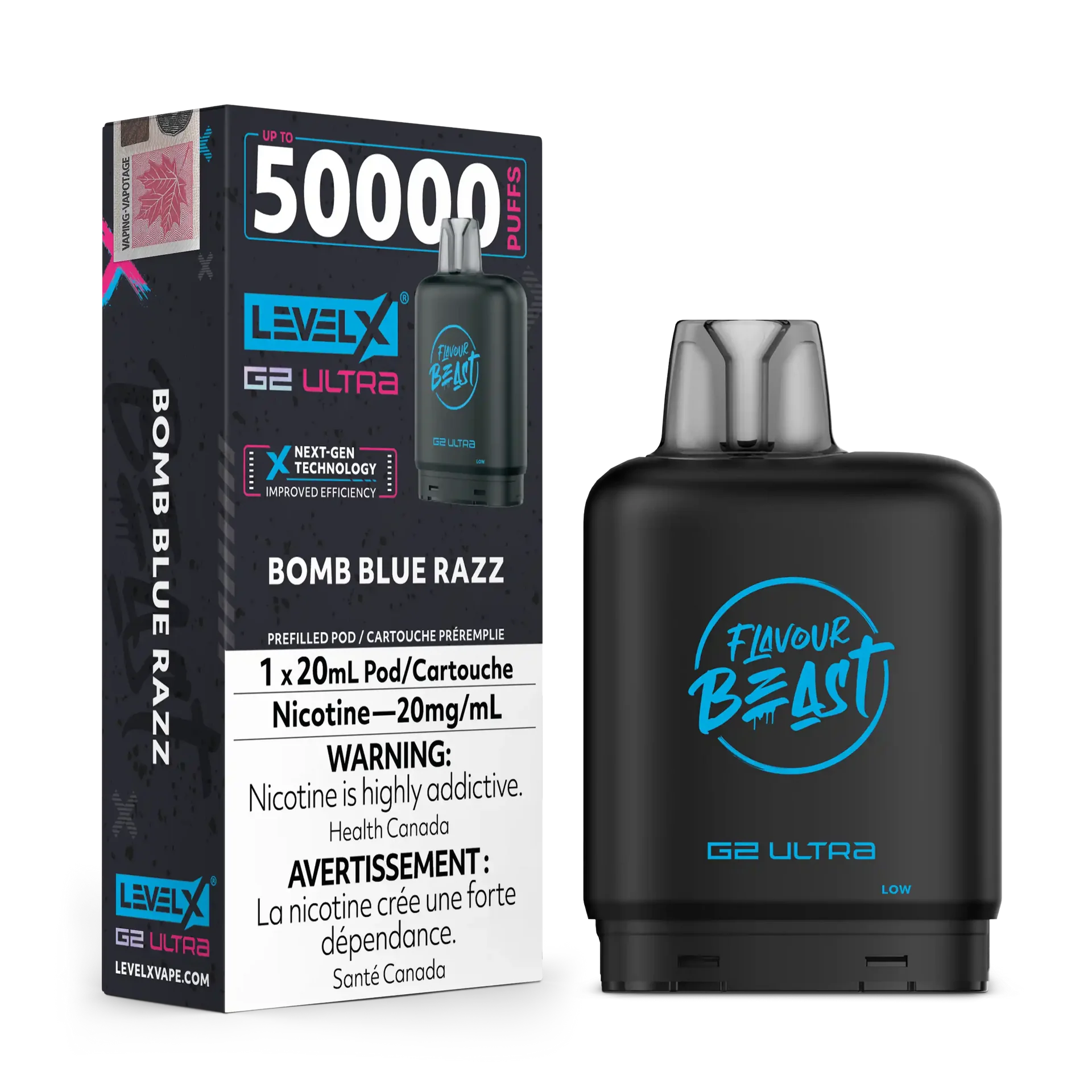Bomb Blue Razz by Level X Flavour Beast G2 Ultra 50K by LEVEL X BY FLAVOUR BEAST