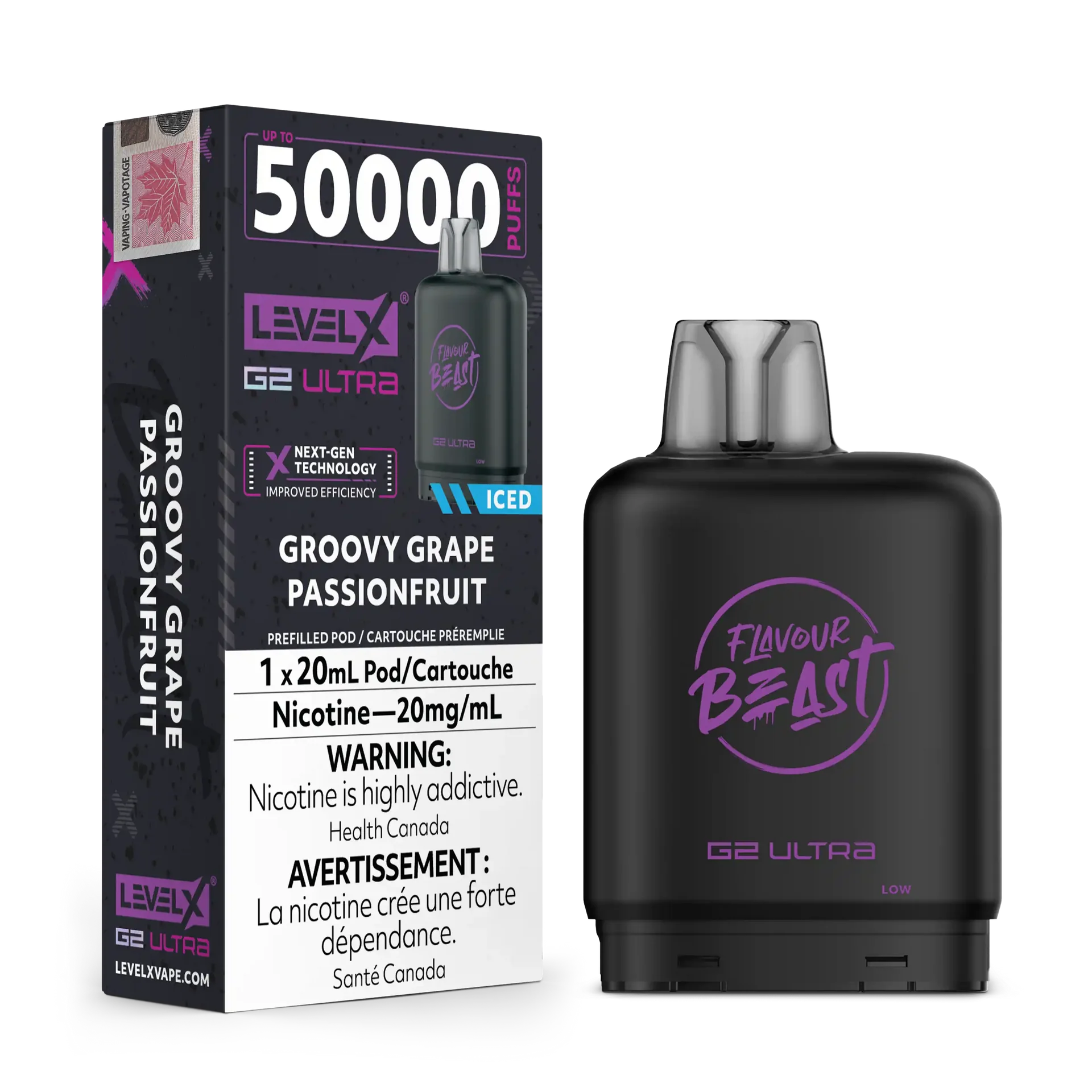 Groovy Grape Passionfruit by Level X Flavour Beast G2 Ultra 50K by LEVEL X BY FLAVOUR BEAST