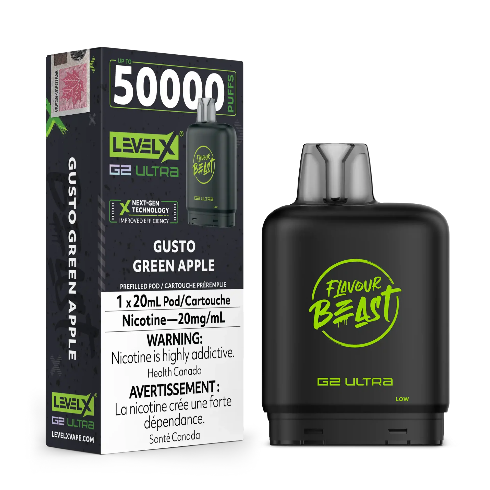 Gusto Green Apple by Level X Flavour Beast G2 Ultra 50K by LEVEL X BY FLAVOUR BEAST