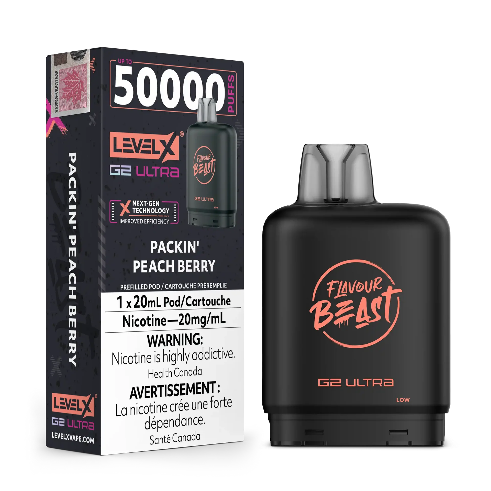 Packin' Peach Berry by Level X Flavour Beast G2 Ultra 50K by LEVEL X BY FLAVOUR BEAST