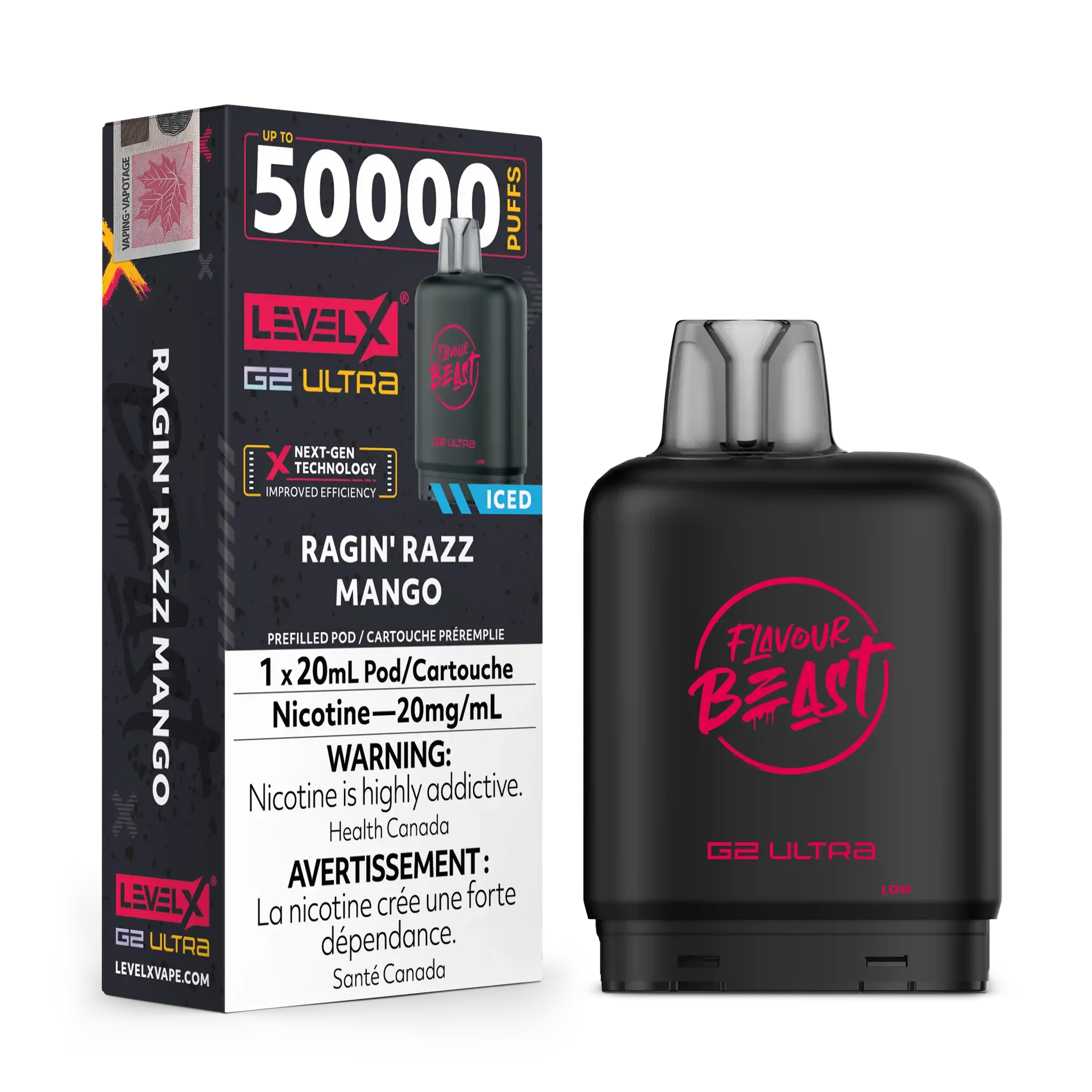 Ragin' Razz Mango by Level X Flavour Beast G2 Ultra 50K by LEVEL X BY FLAVOUR BEAST