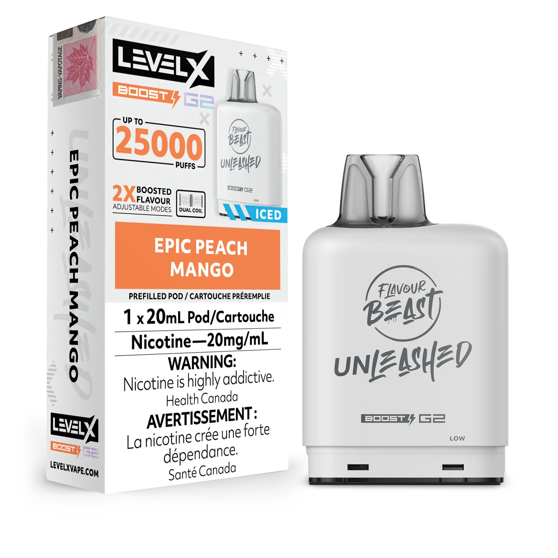 Epic Peach Mango Flavour Beast Boost G2 Unleashed Pods 25K by LEVEL X BY FLAVOUR BEAST