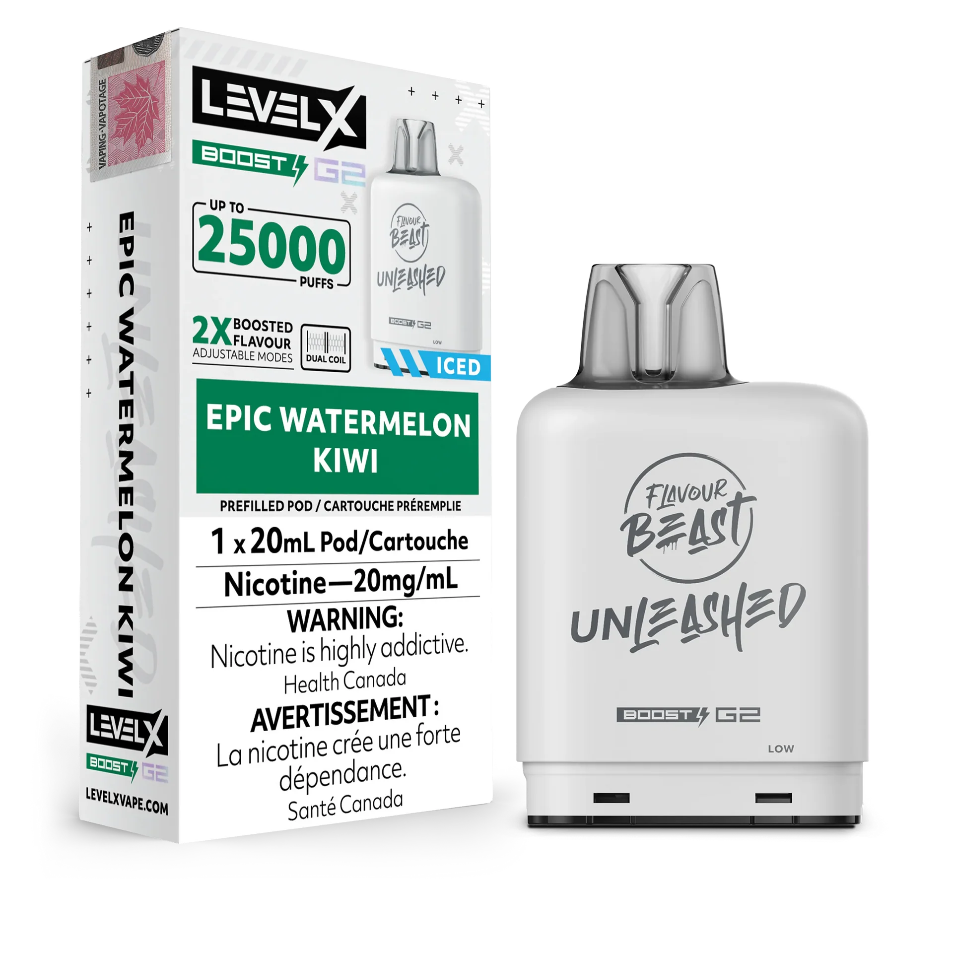 Epic Watermelon Kiwi Flavour Beast Boost G2 Unleashed Pods 25K by LEVEL X BY FLAVOUR BEAST