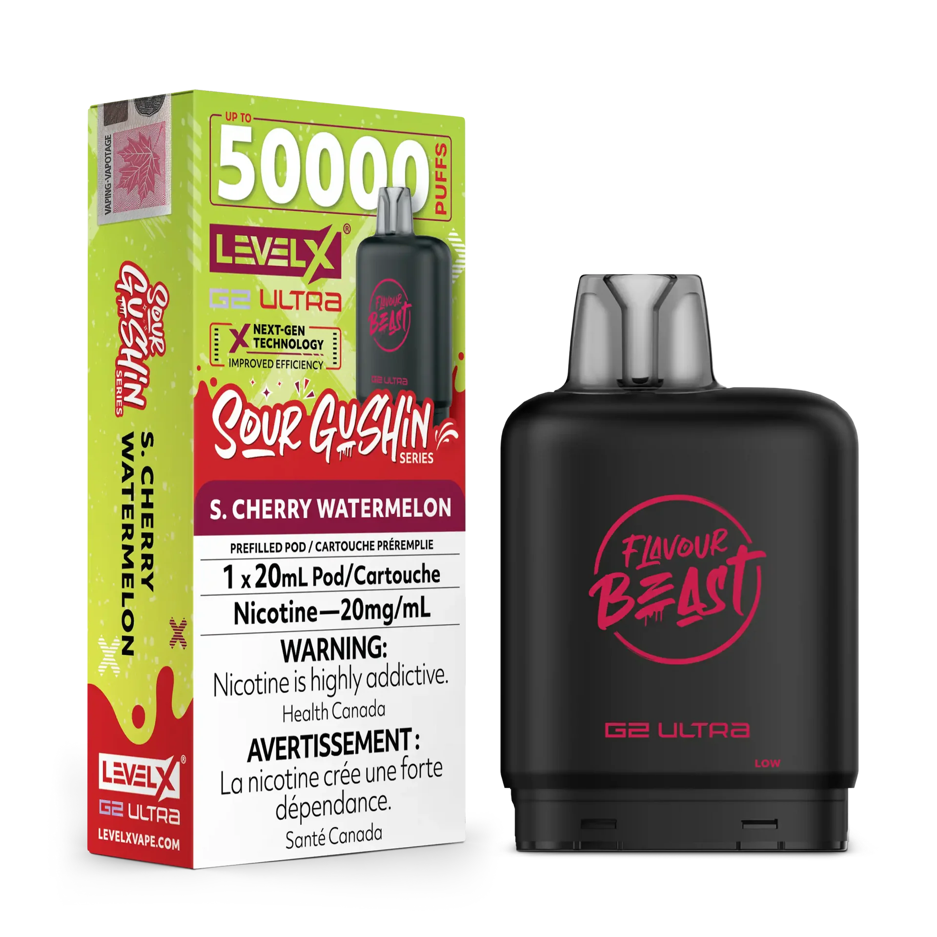 Sour Gushin Cherry Watermelon by Level X Flavour Beast G2 Ultra 50K by LEVEL X BY FLAVOUR BEAST
