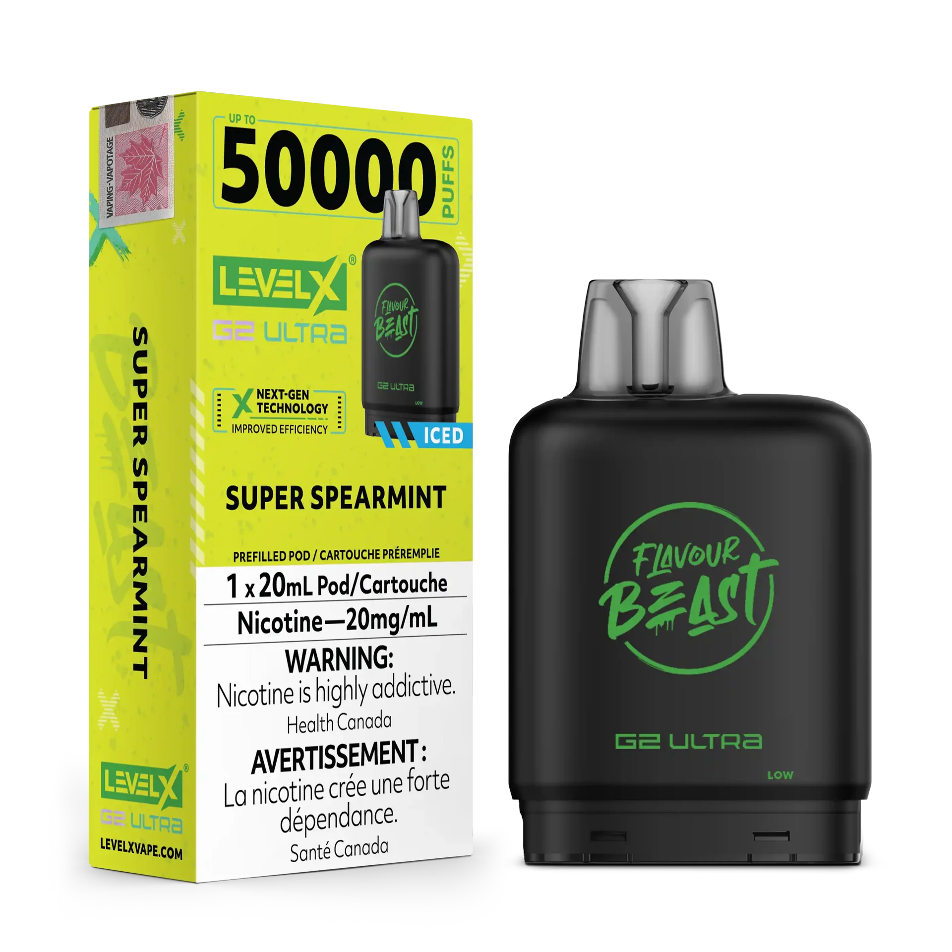 Super Spearmint Iced by Level X Flavour Beast G2 Ultra 50K by LEVEL X BY FLAVOUR BEAST
