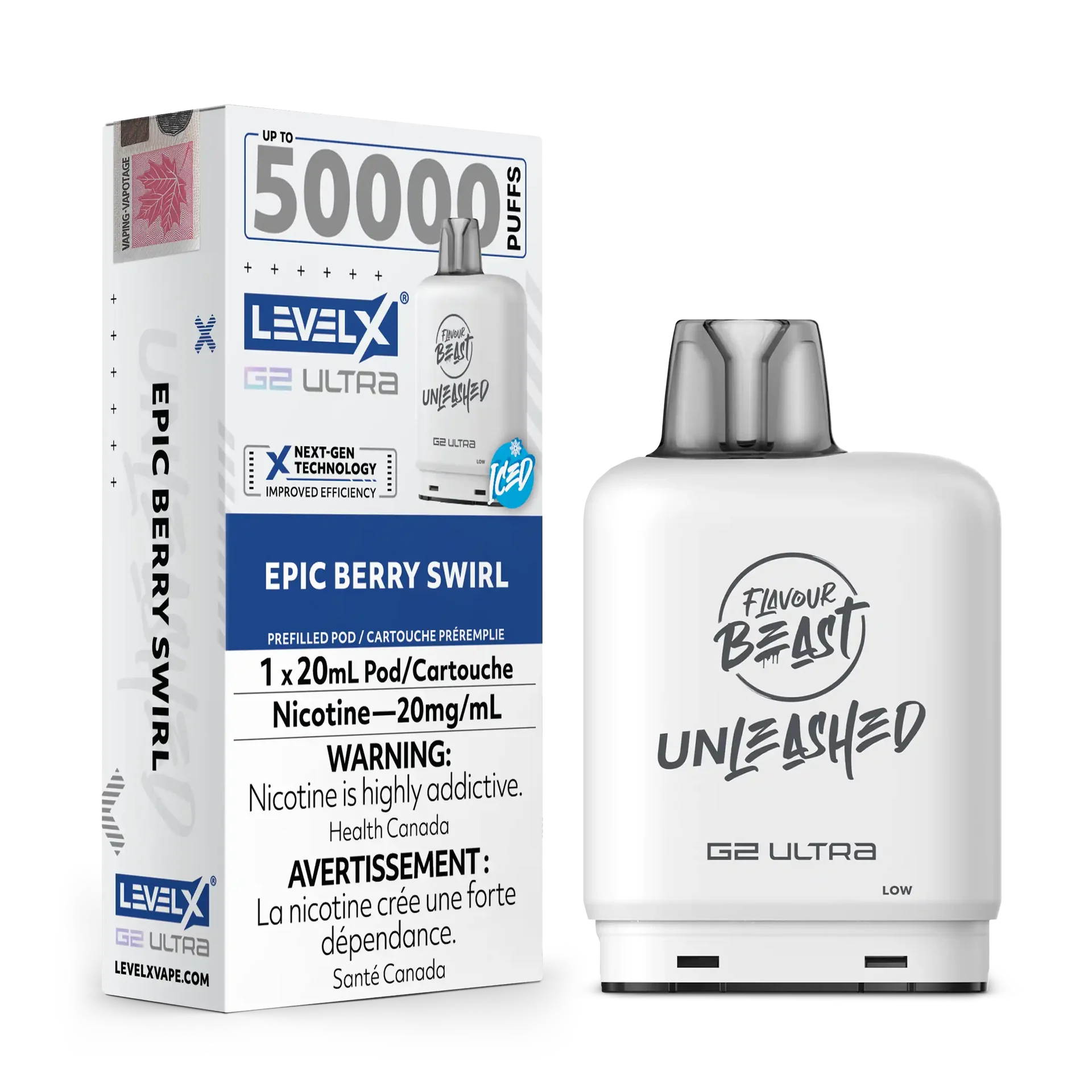 Epic Berry Swirl Iced by Level X Flavour Beast Unleashed G2 Ultra 50K by LEVEL X BY FLAVOUR BEAST
