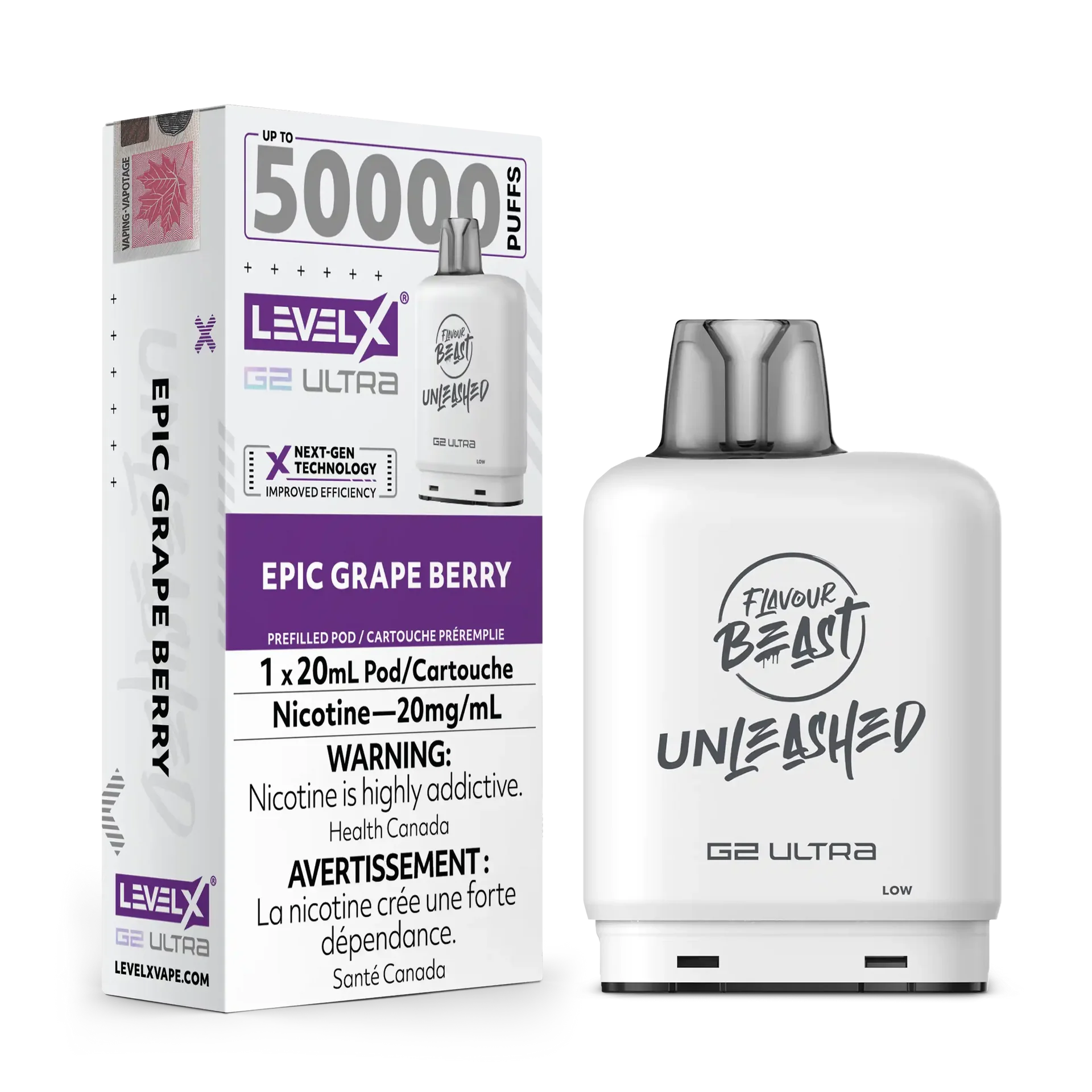 Epic Grape Berry by Level X Flavour Beast Unleashed G2 Ultra 50K by LEVEL X BY FLAVOUR BEAST