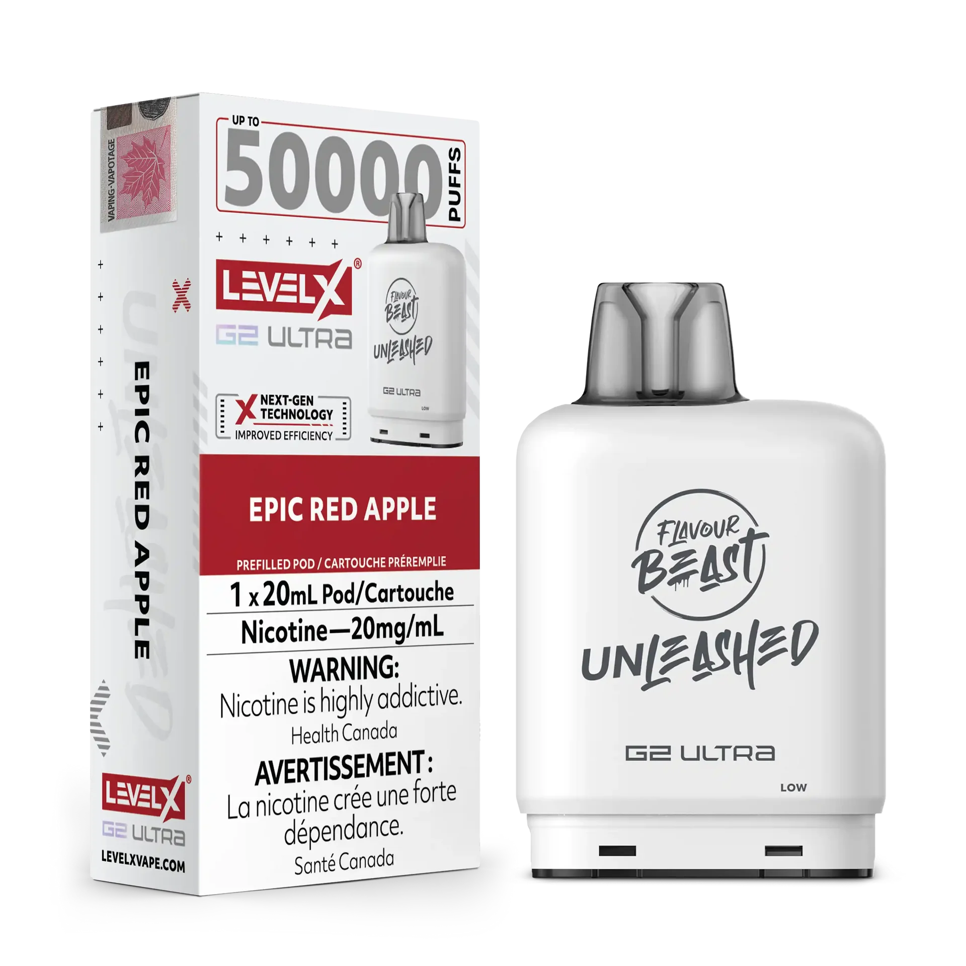 Epic Red Apple by Level X Flavour Beast Unleashed G2 Ultra 50K by LEVEL X BY FLAVOUR BEAST